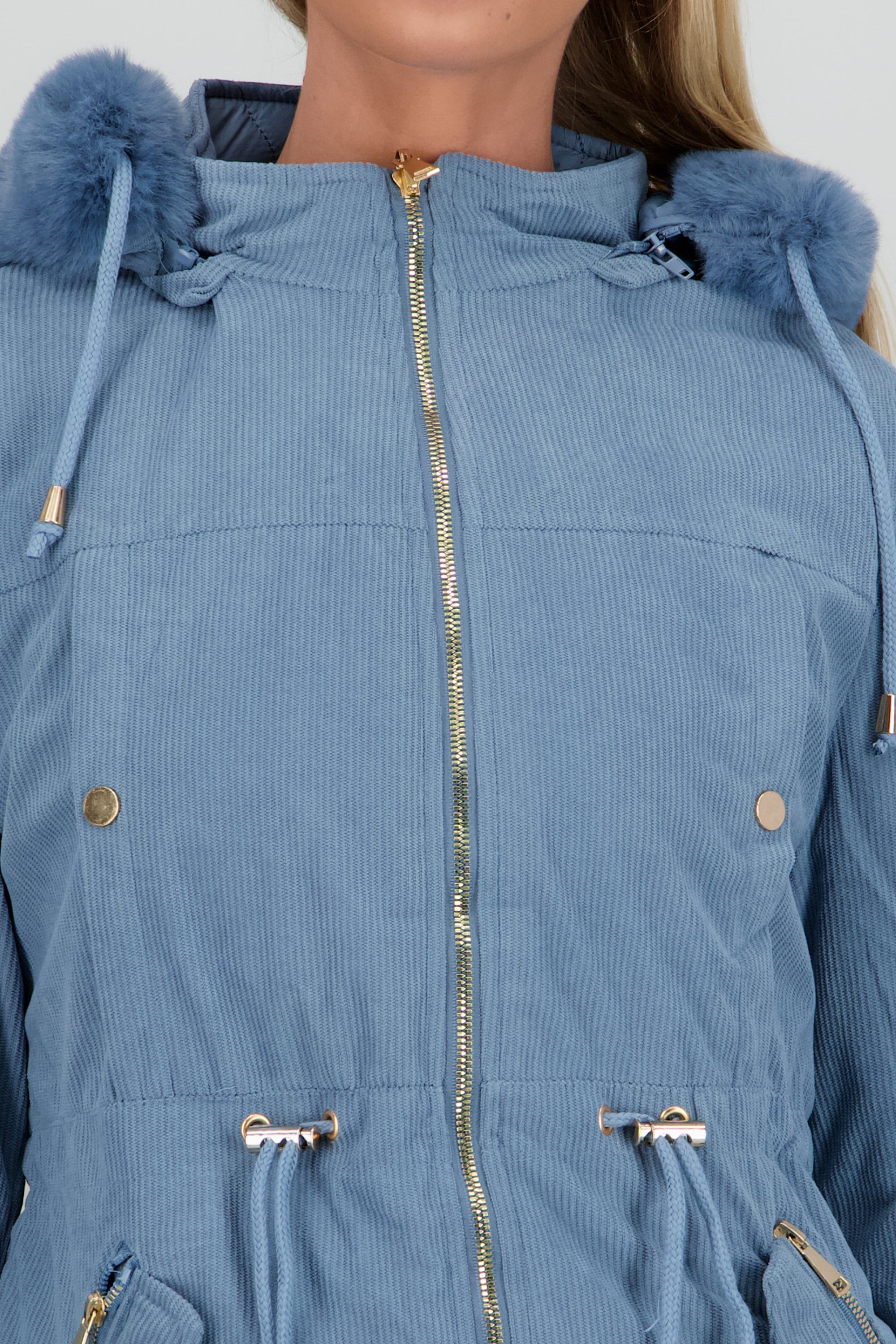 CHAMARRA GORRO PELUCHE AZUL