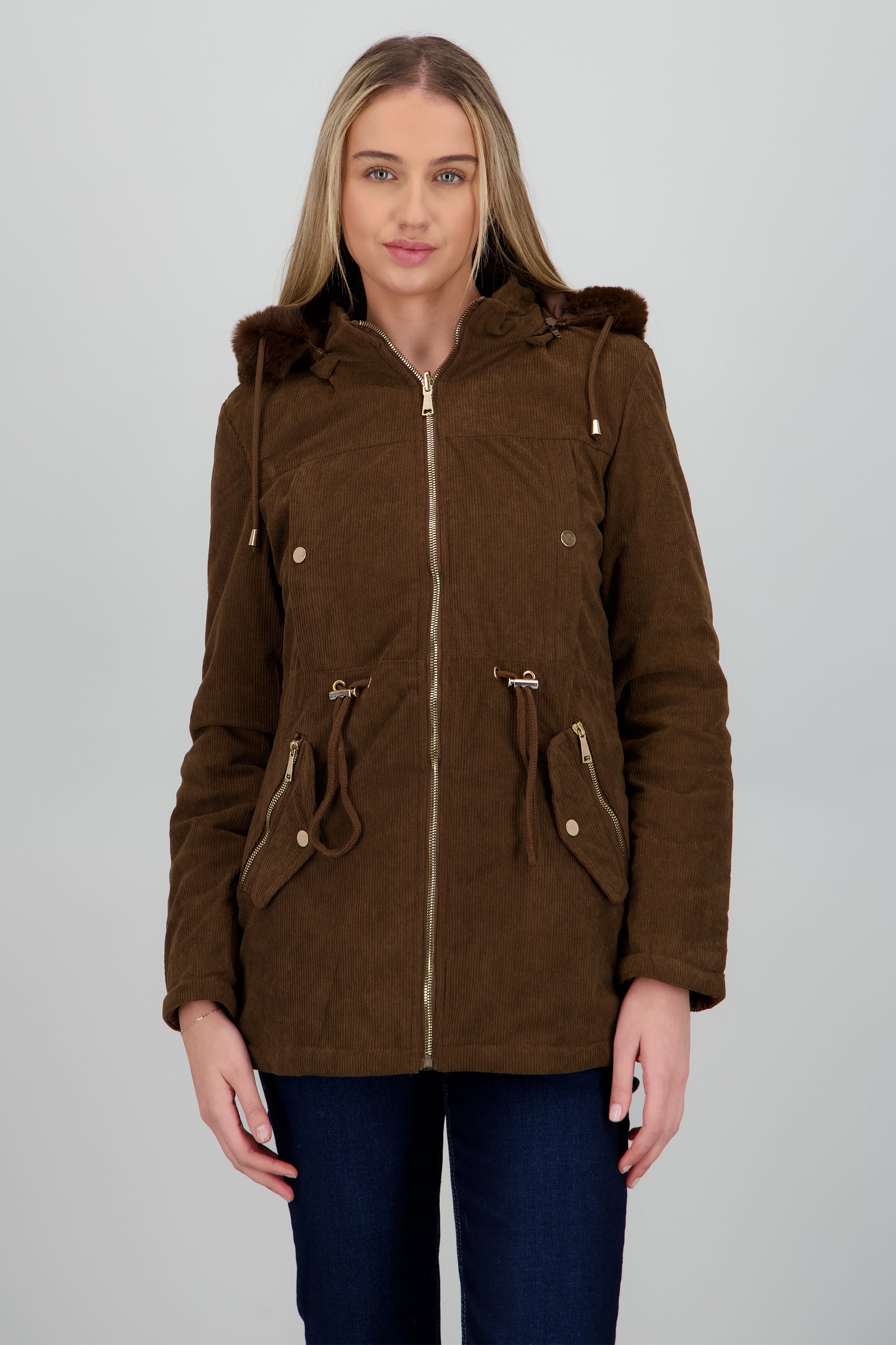 CHAMARRA GORRO PELUCHE CAFE