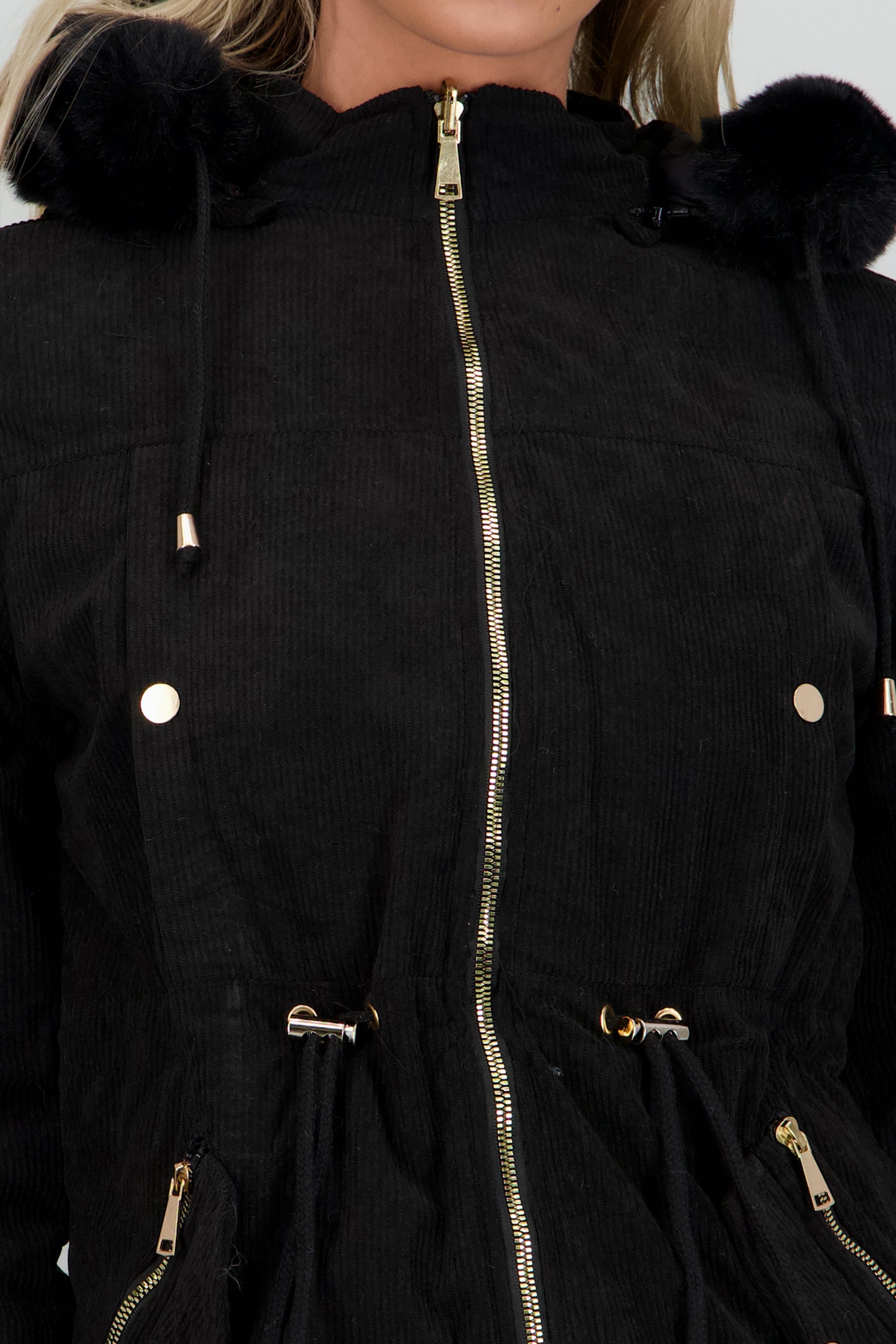 CHAMARRA GORRO PELUCHE NEGRO