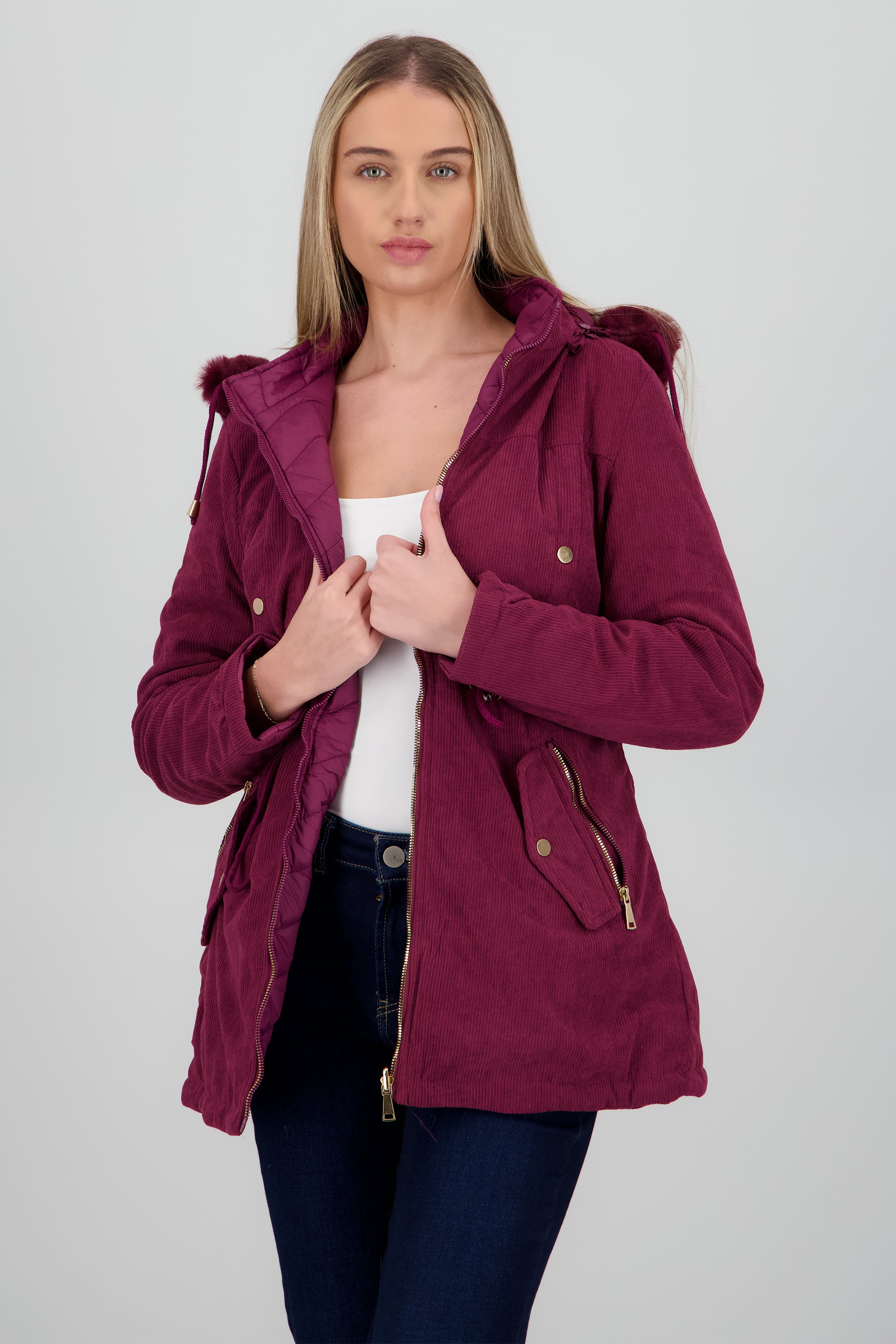 CHAMARRA GORRO PELUCHE VINO