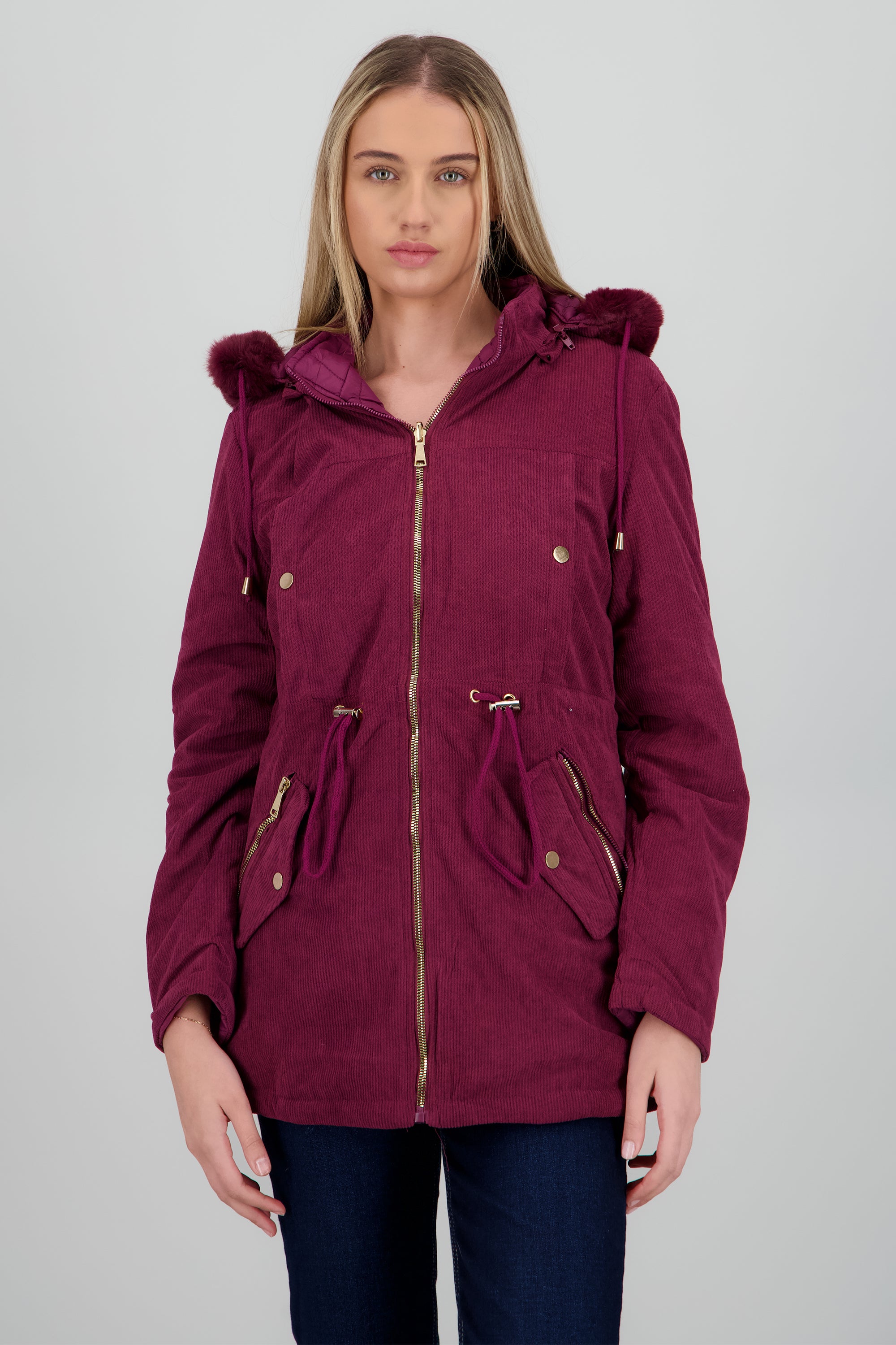 CHAMARRA GORRO PELUCHE VINO