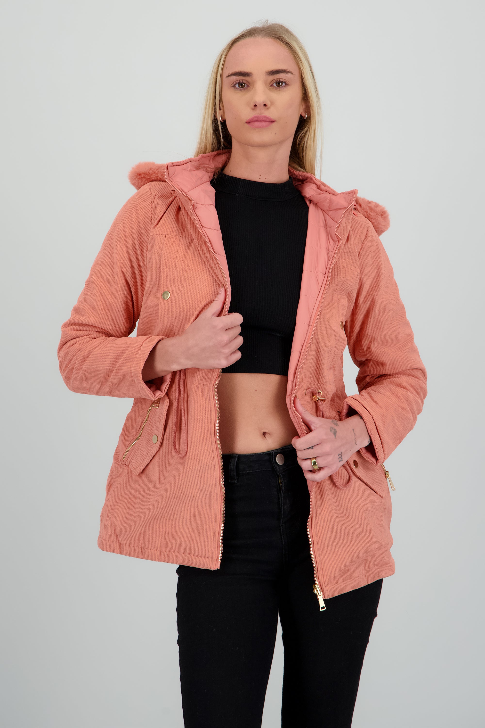 CHAMARRA GORRO PELUCHE ROSA