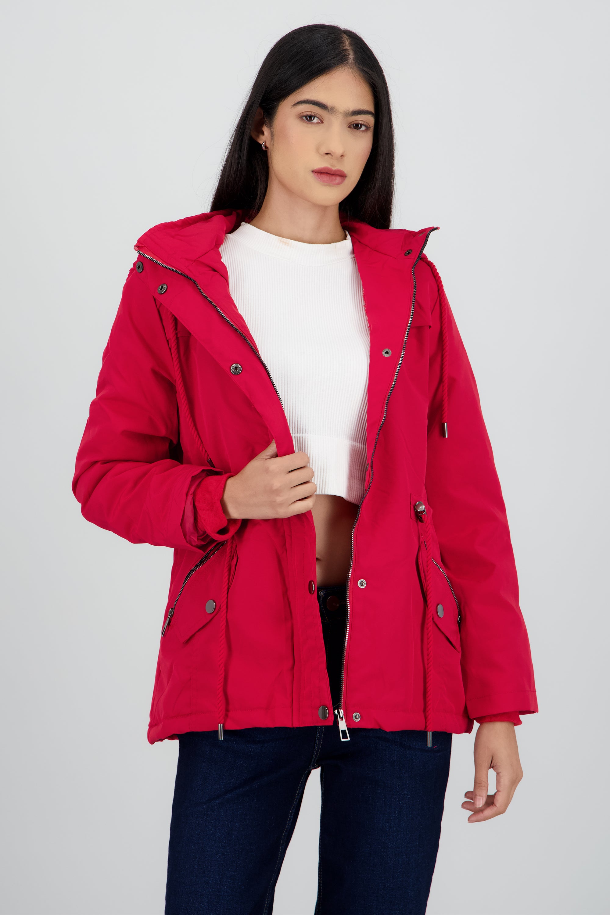 GABARDINA BOLSA Y JARETA ROJO