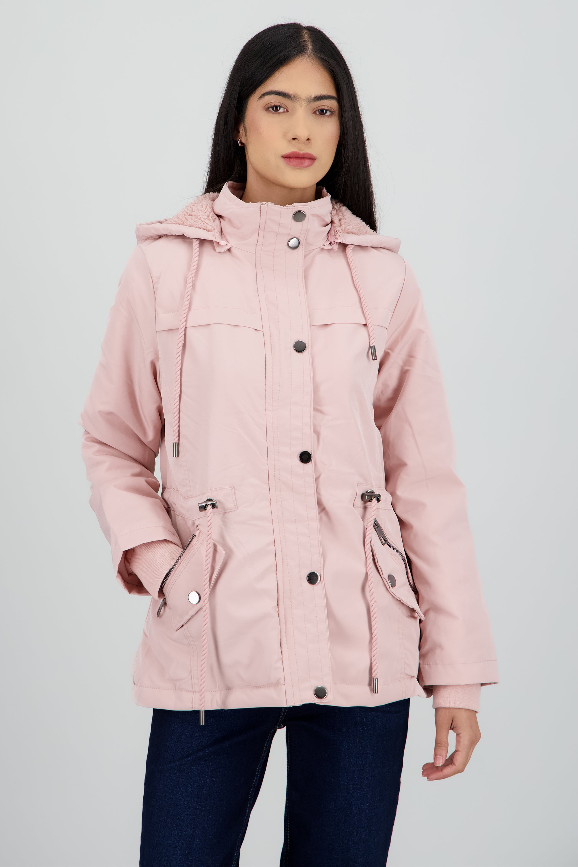 GABARDINA BOLSA Y JARETA ROSA