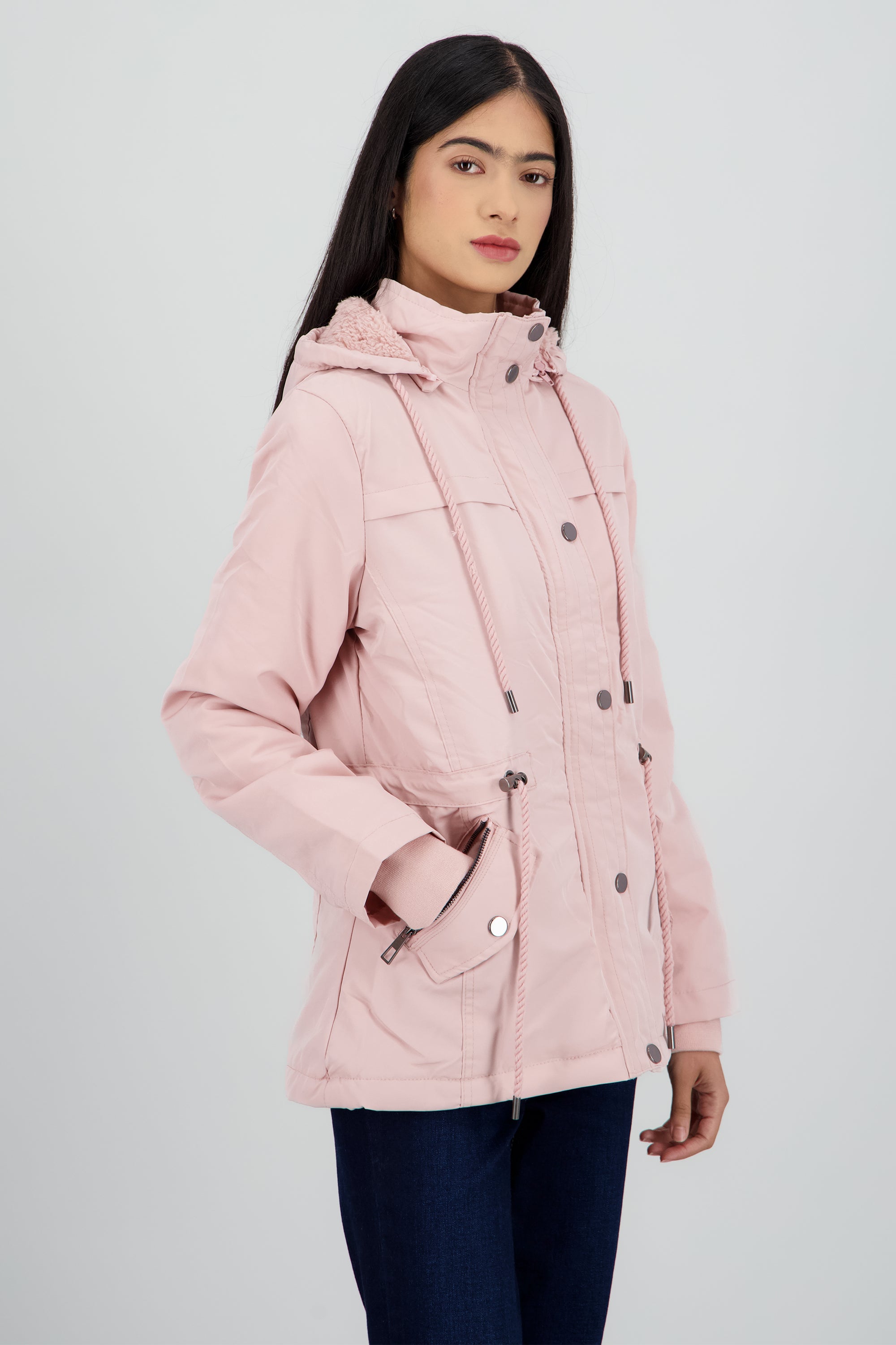 GABARDINA BOLSA Y JARETA ROSA