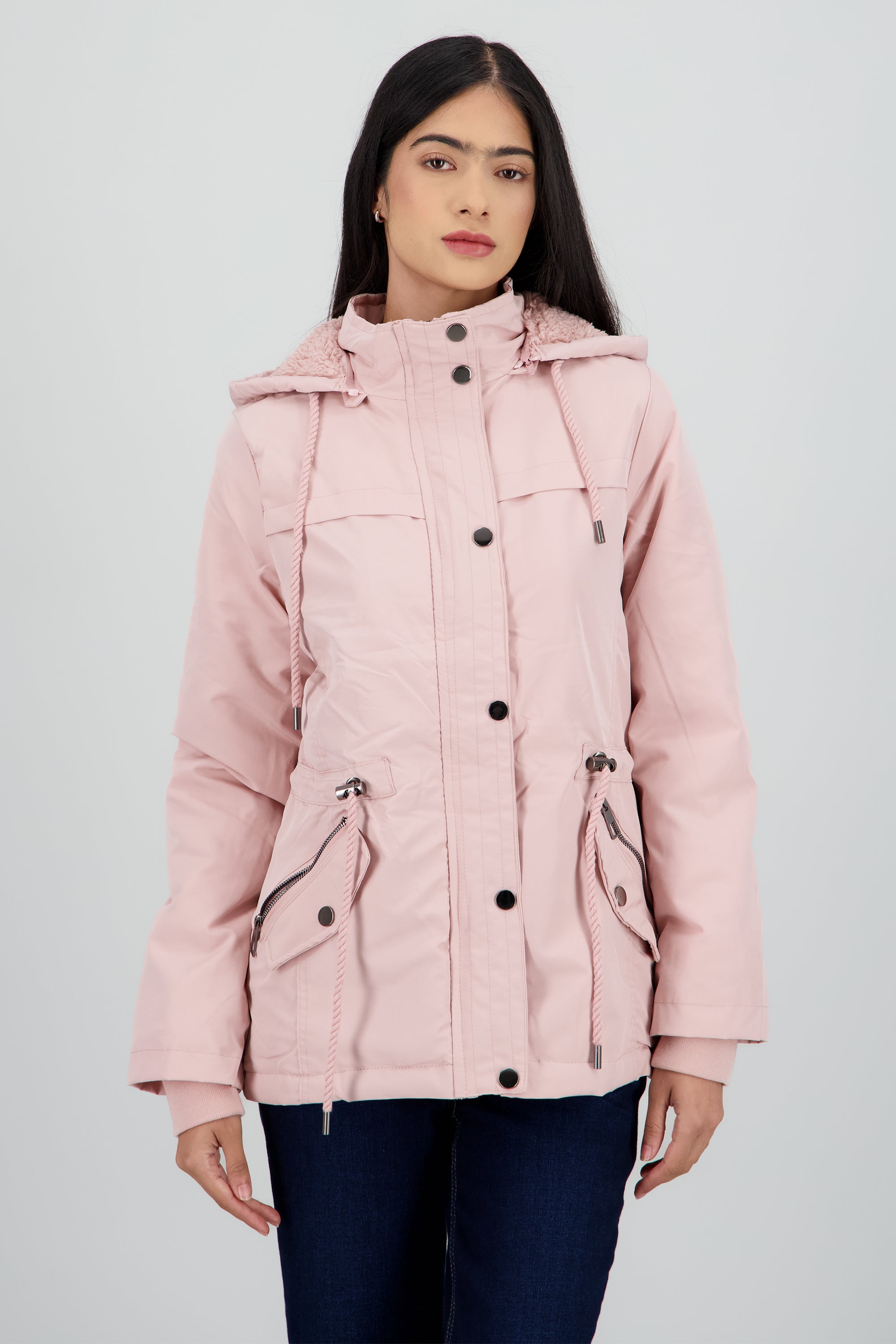 GABARDINA BOLSA Y JARETA ROSA