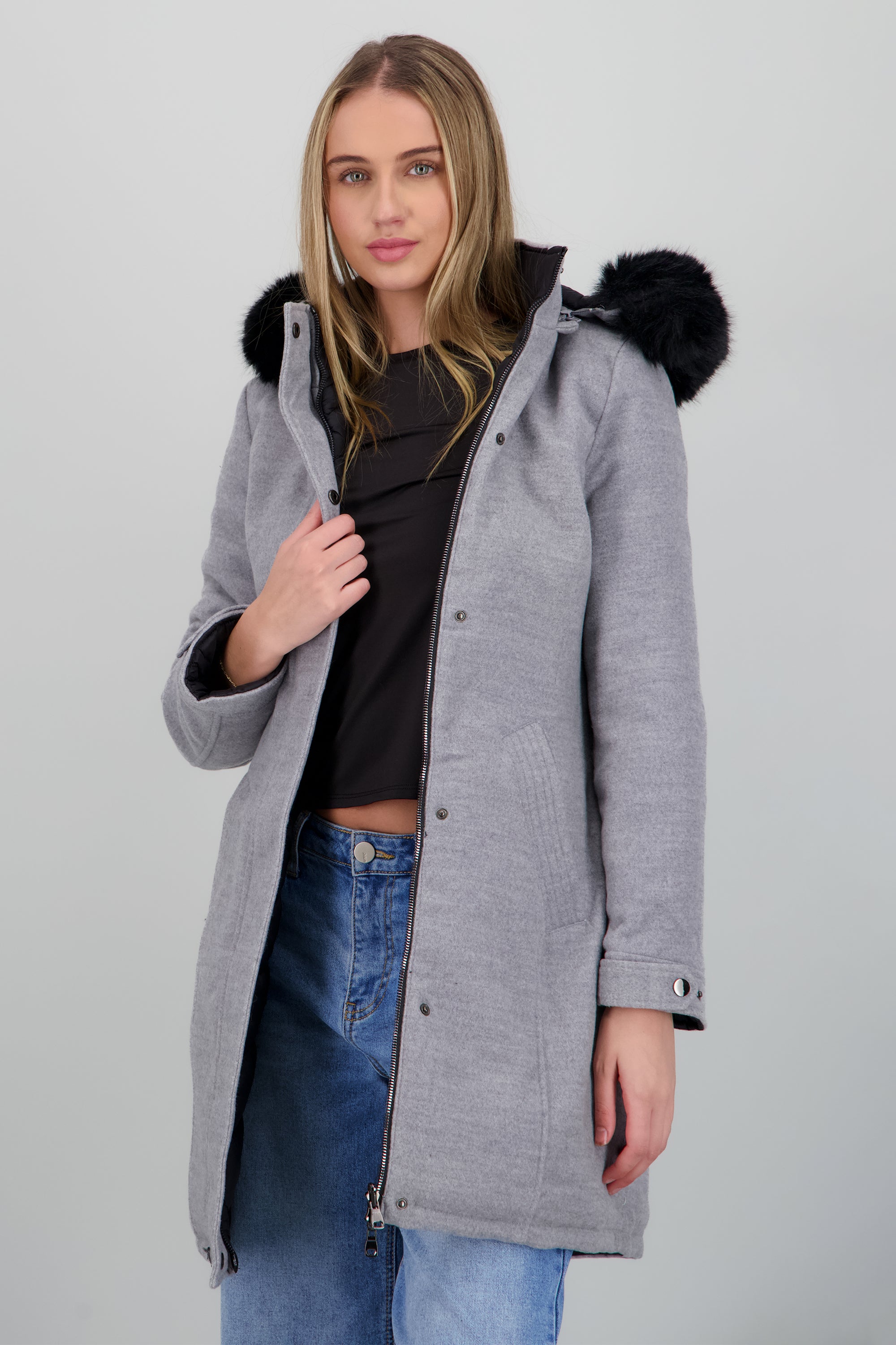 CHAMARRA DOBLE VISTA GRIS COMBO