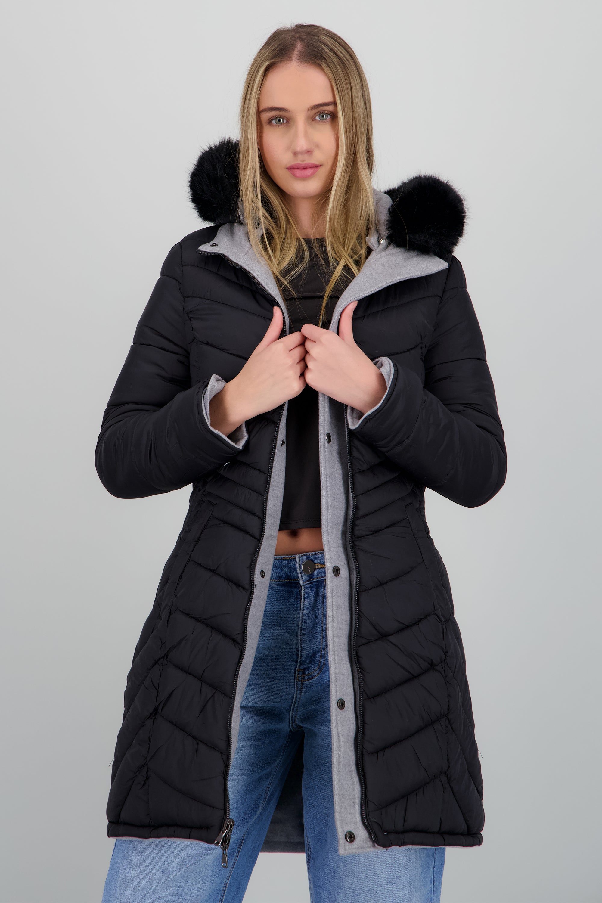 CHAMARRA DOBLE VISTA GRIS COMBO