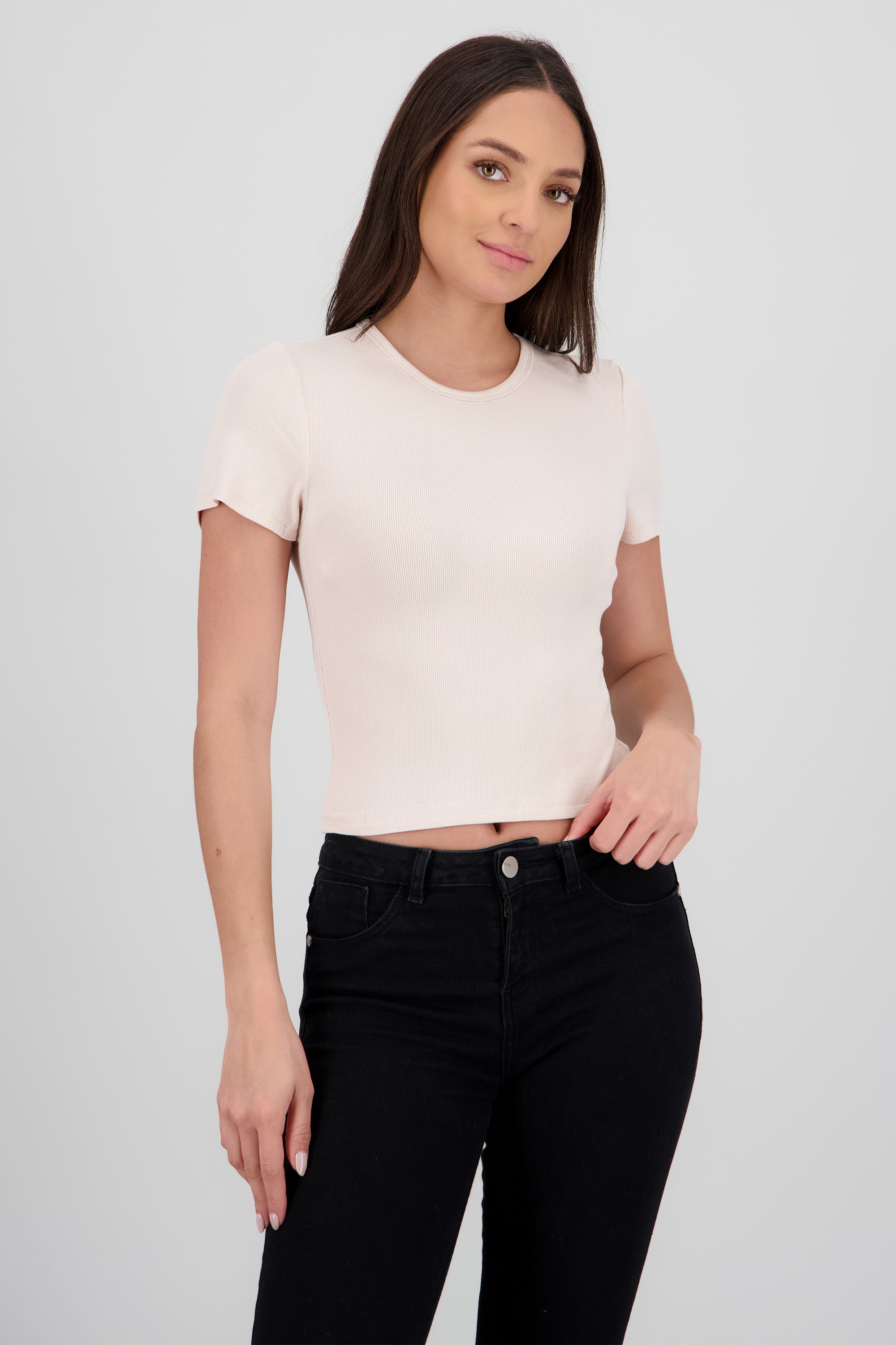 Top rib manga corta CREMA