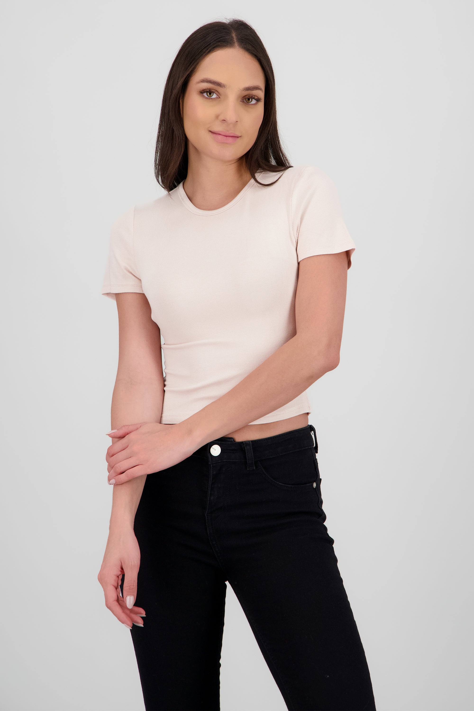 Top rib manga corta CREMA