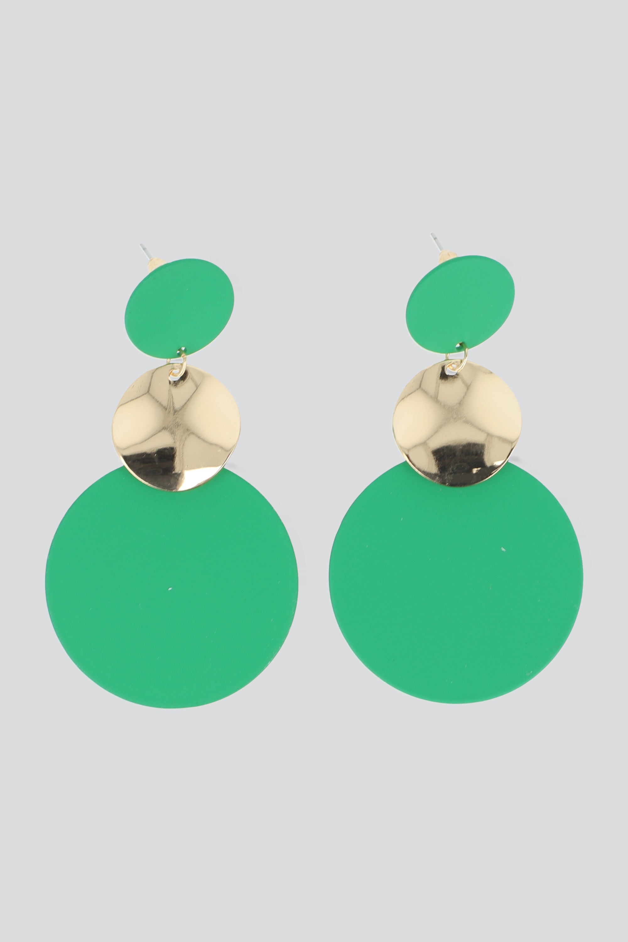 ARETES TRIPLE CIRCULO COLOR VERDE