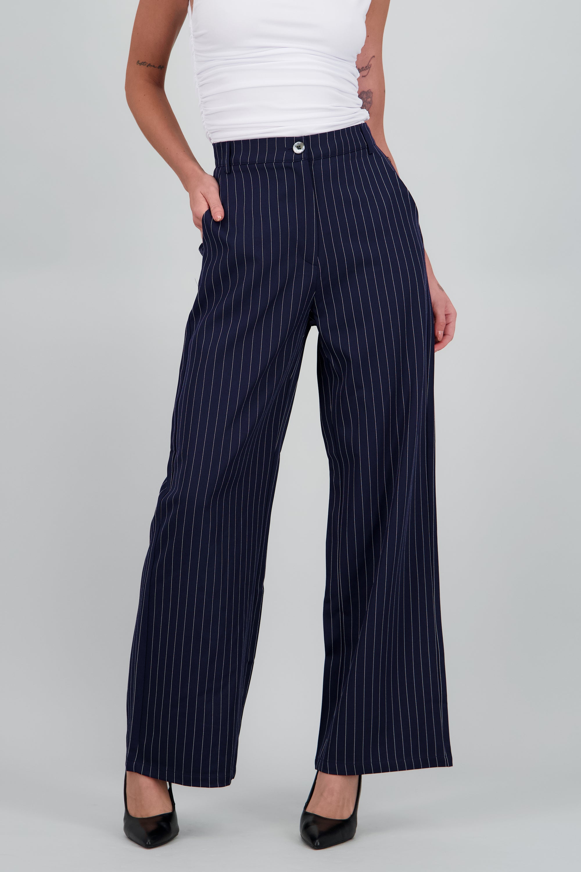 Pantalon recto de rayas MARINO COMBO