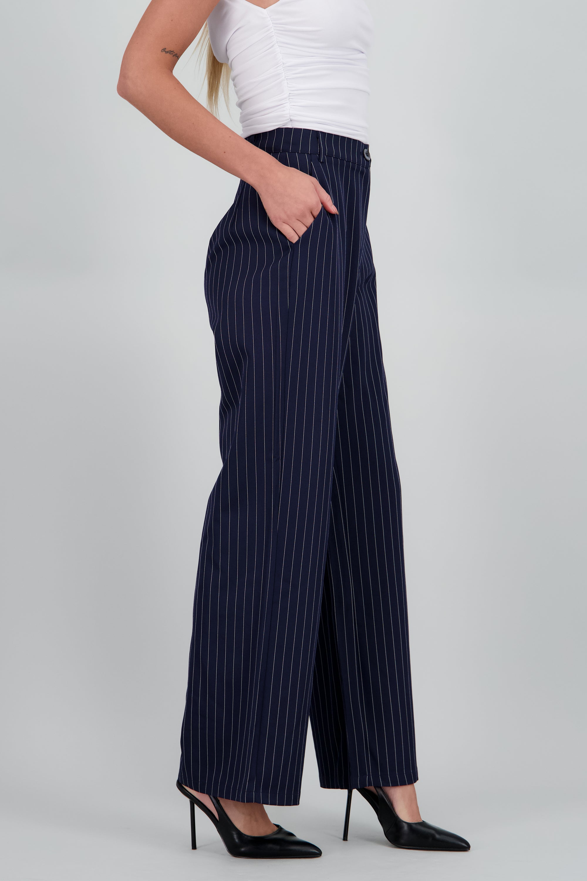 Pantalon recto de rayas MARINO COMBO