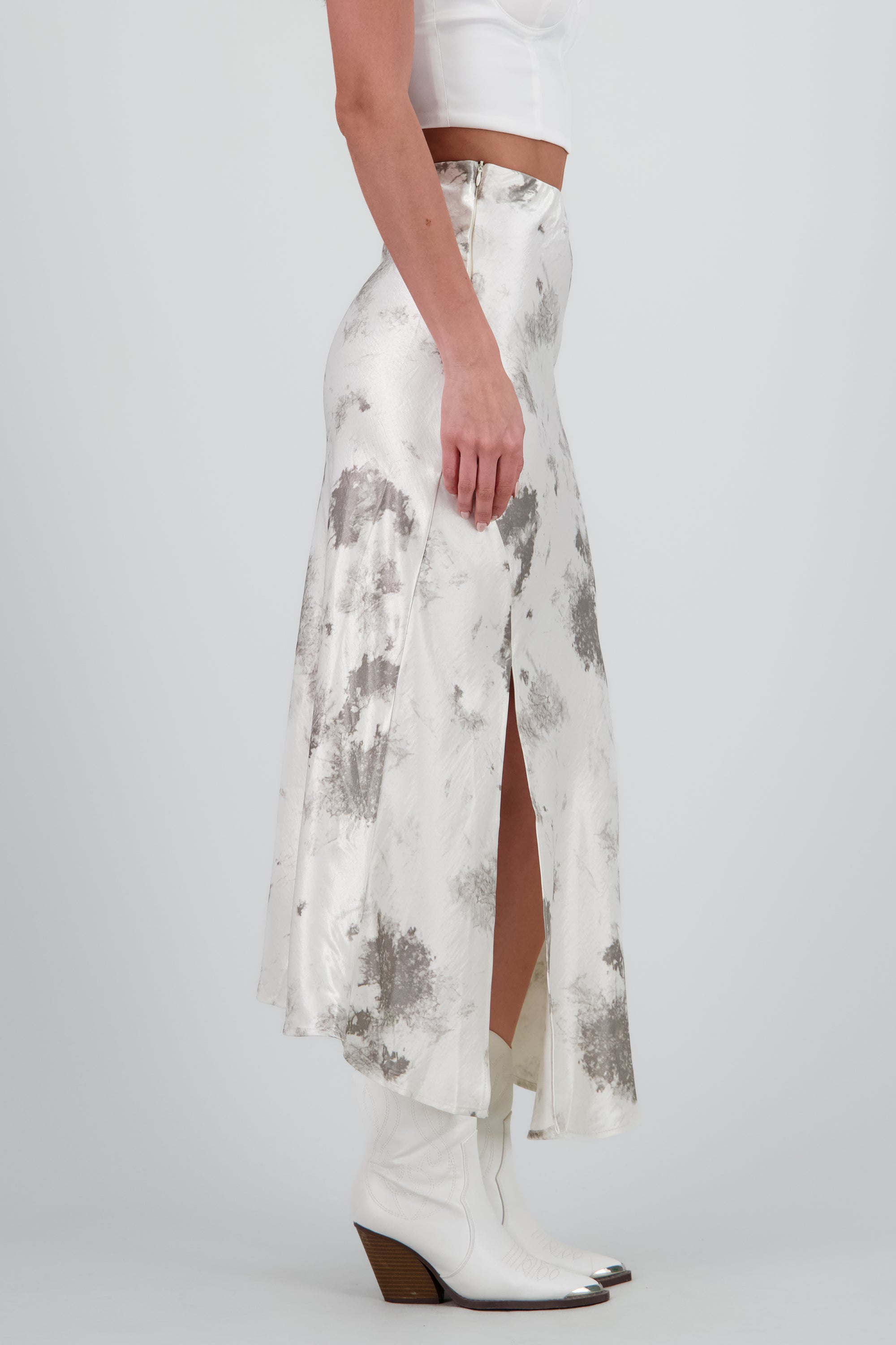 FALDA MIDI ESTAMPADA HUESO COMBO