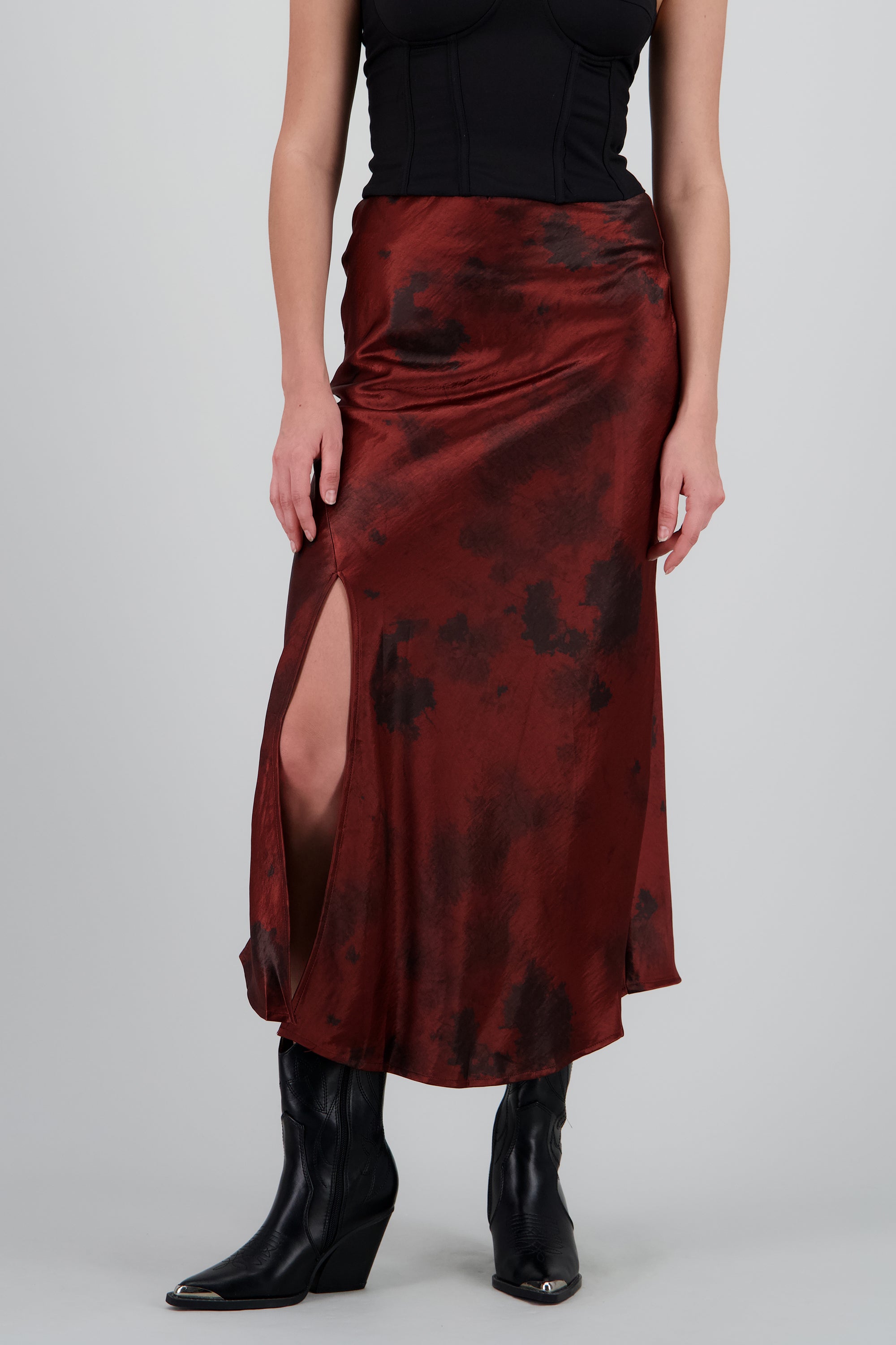 FALDA MIDI ESTAMPADA VINO COMBO