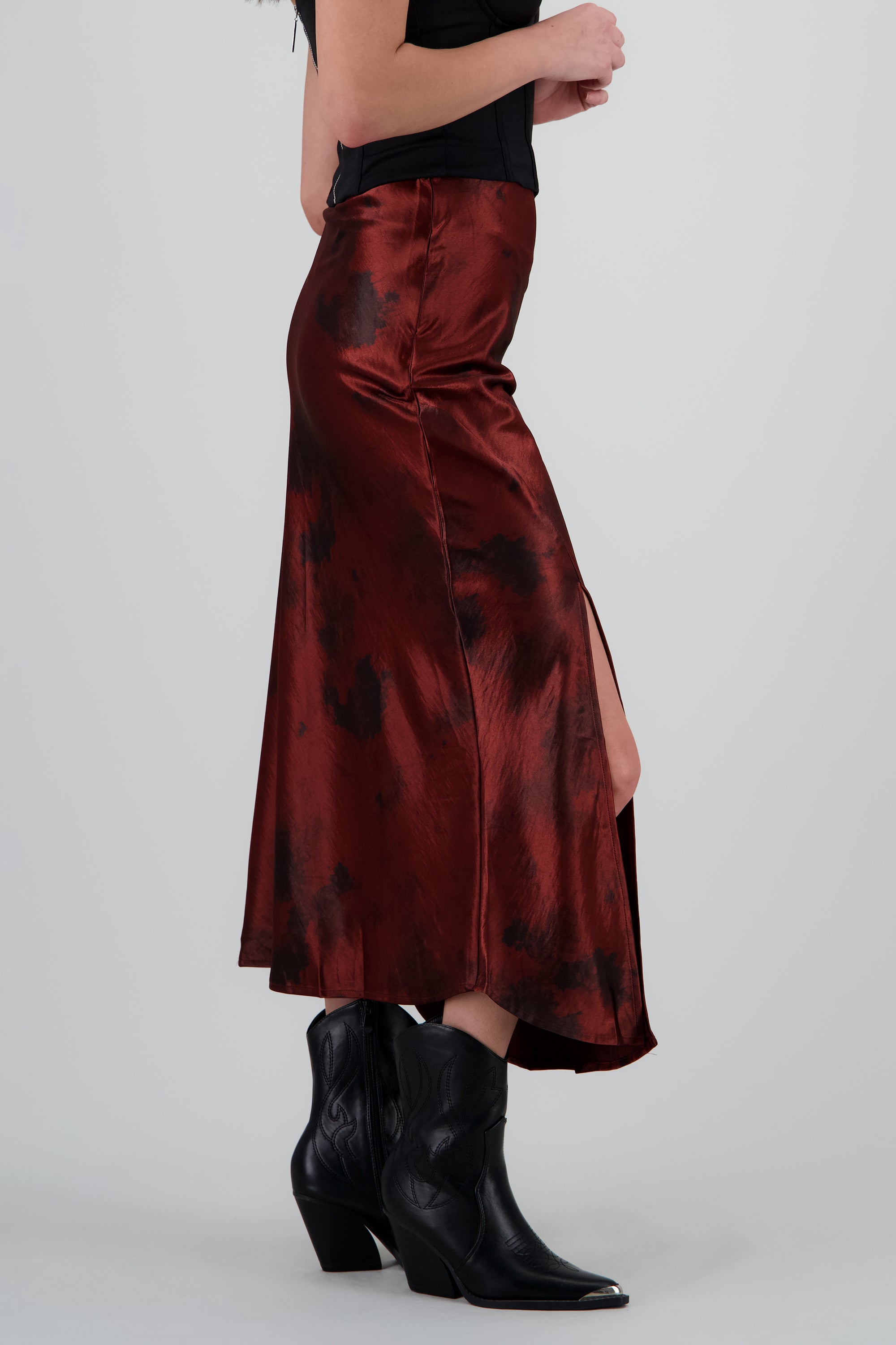 FALDA MIDI ESTAMPADA VINO COMBO