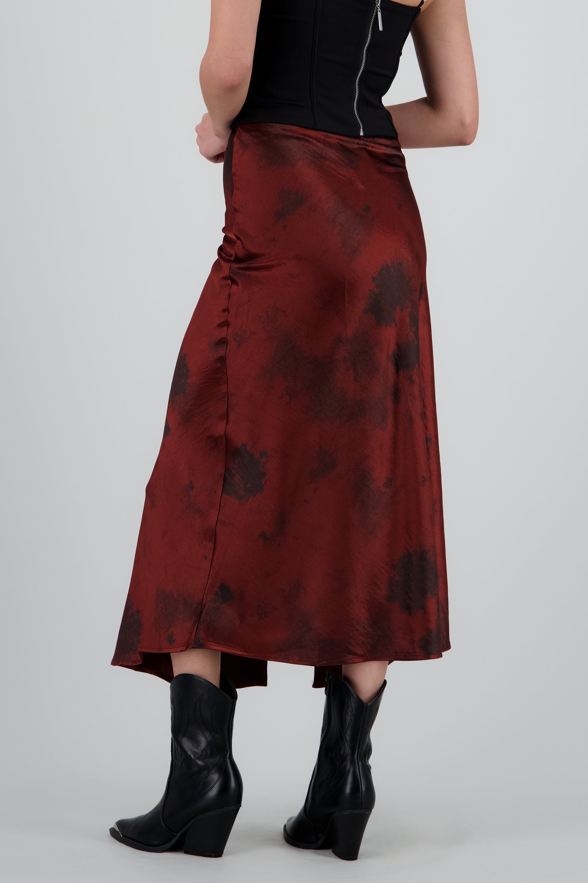 FALDA MIDI ESTAMPADA VINO COMBO