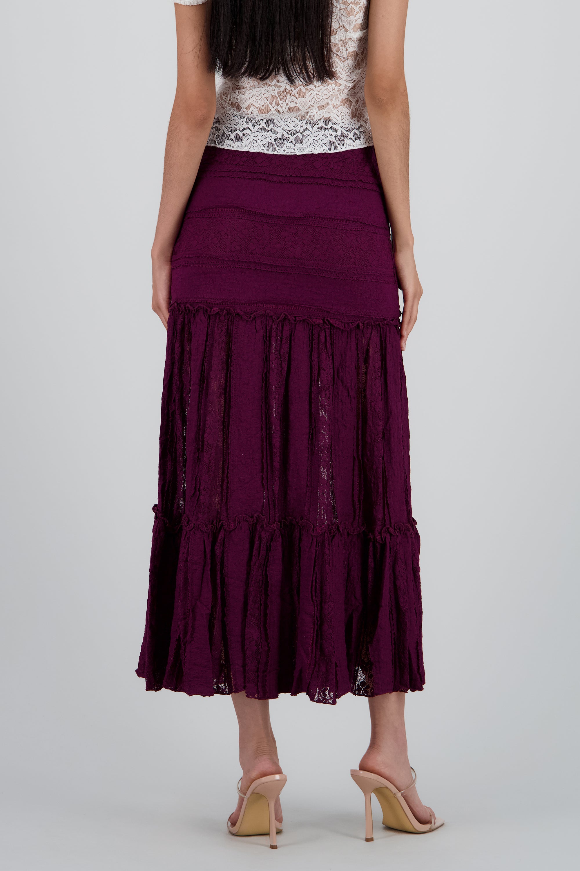 FALDA MIDI TEXTURA CIRUELA