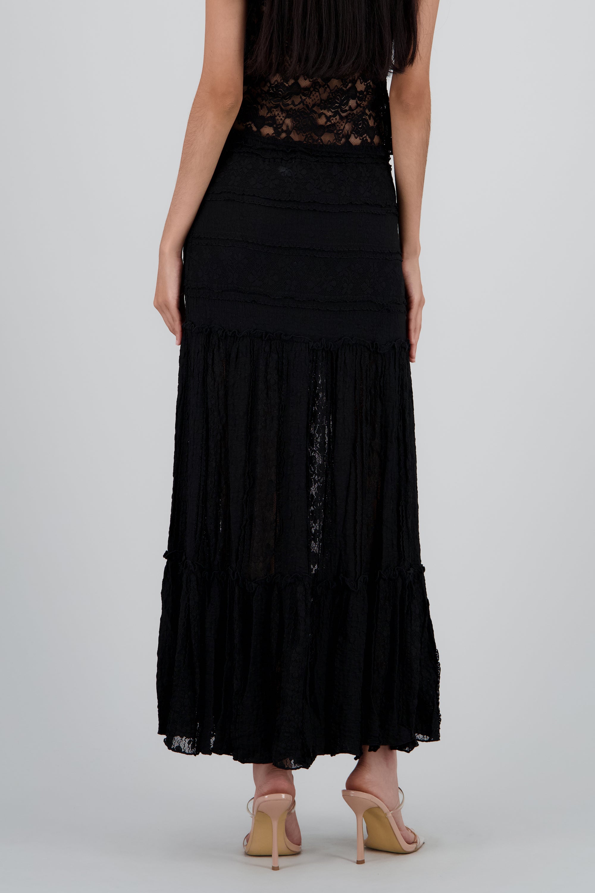 FALDA MIDI TEXTURA NEGRO