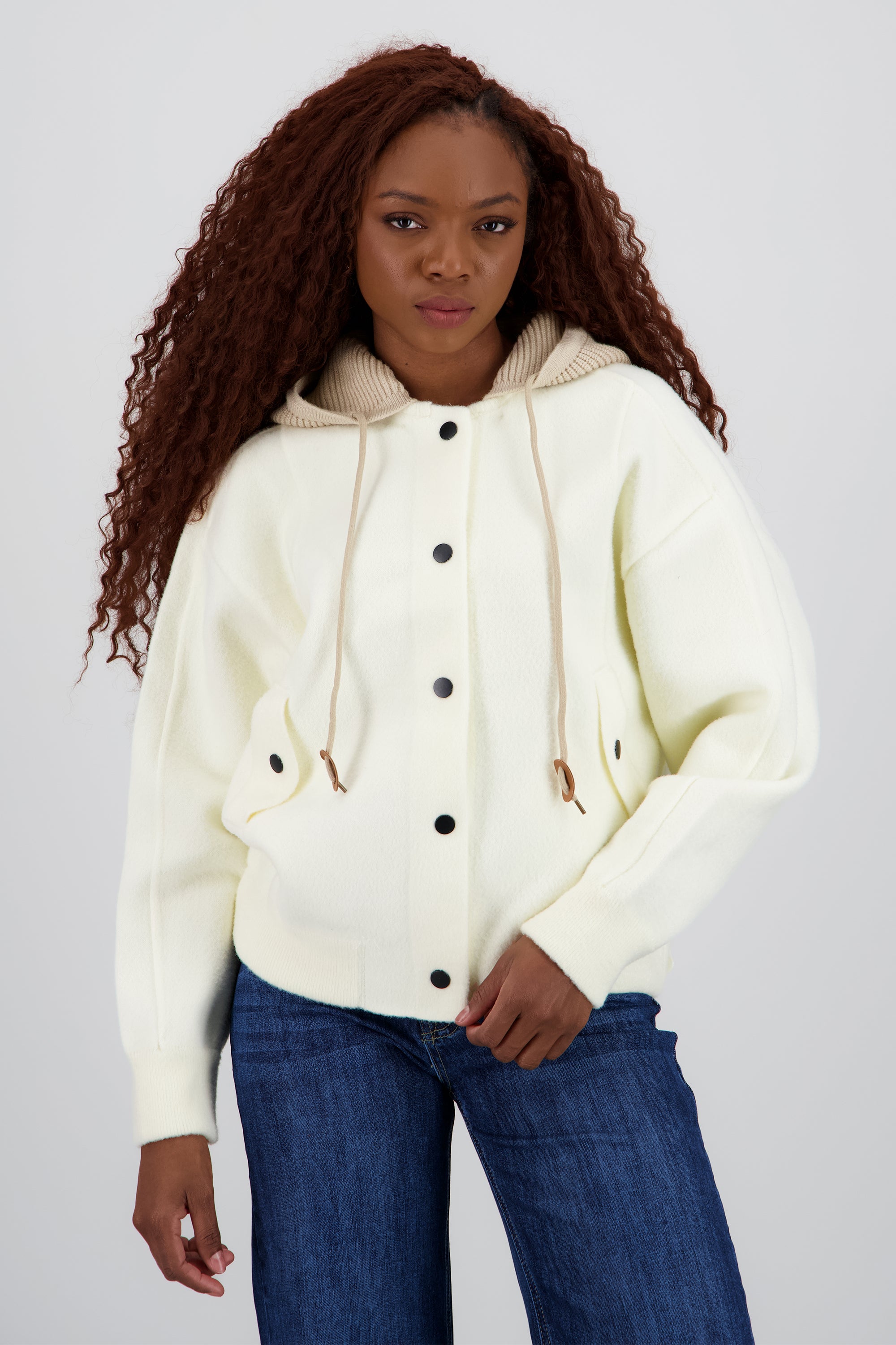 CARDIGAN LARGO GORRO BEIGE