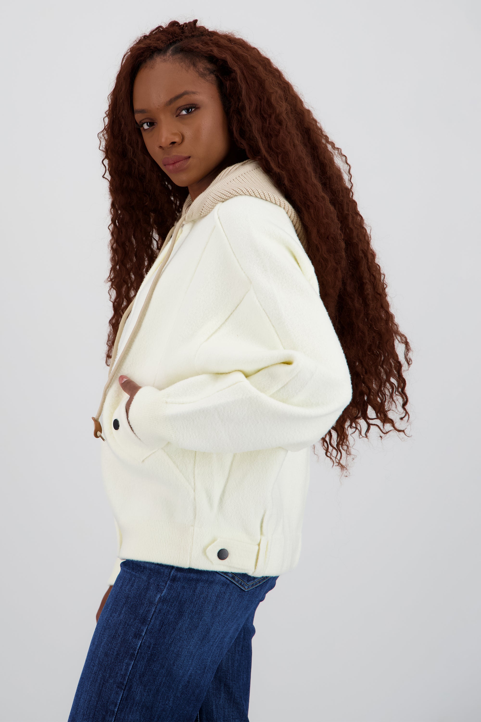 CARDIGAN LARGO GORRO BEIGE