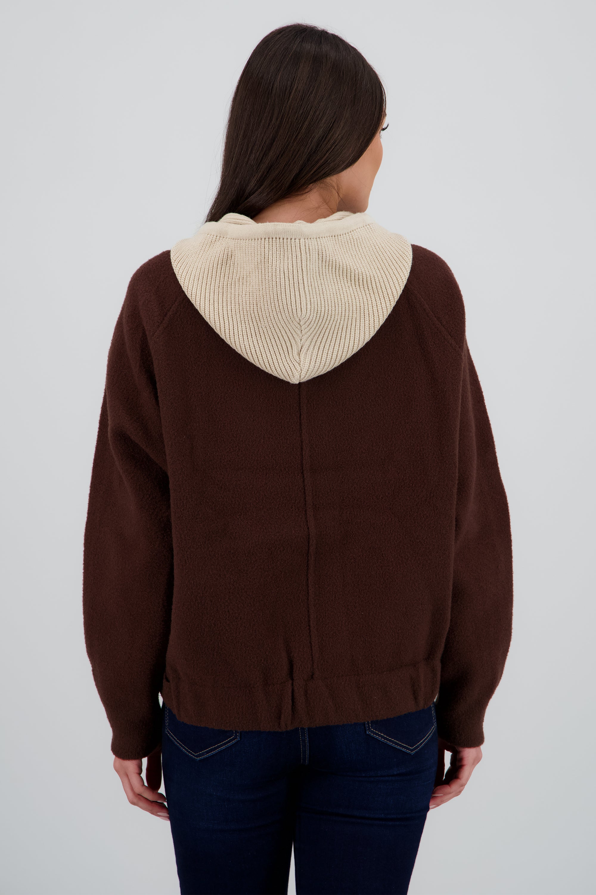 CARDIGAN LARGO GORRO CAFE