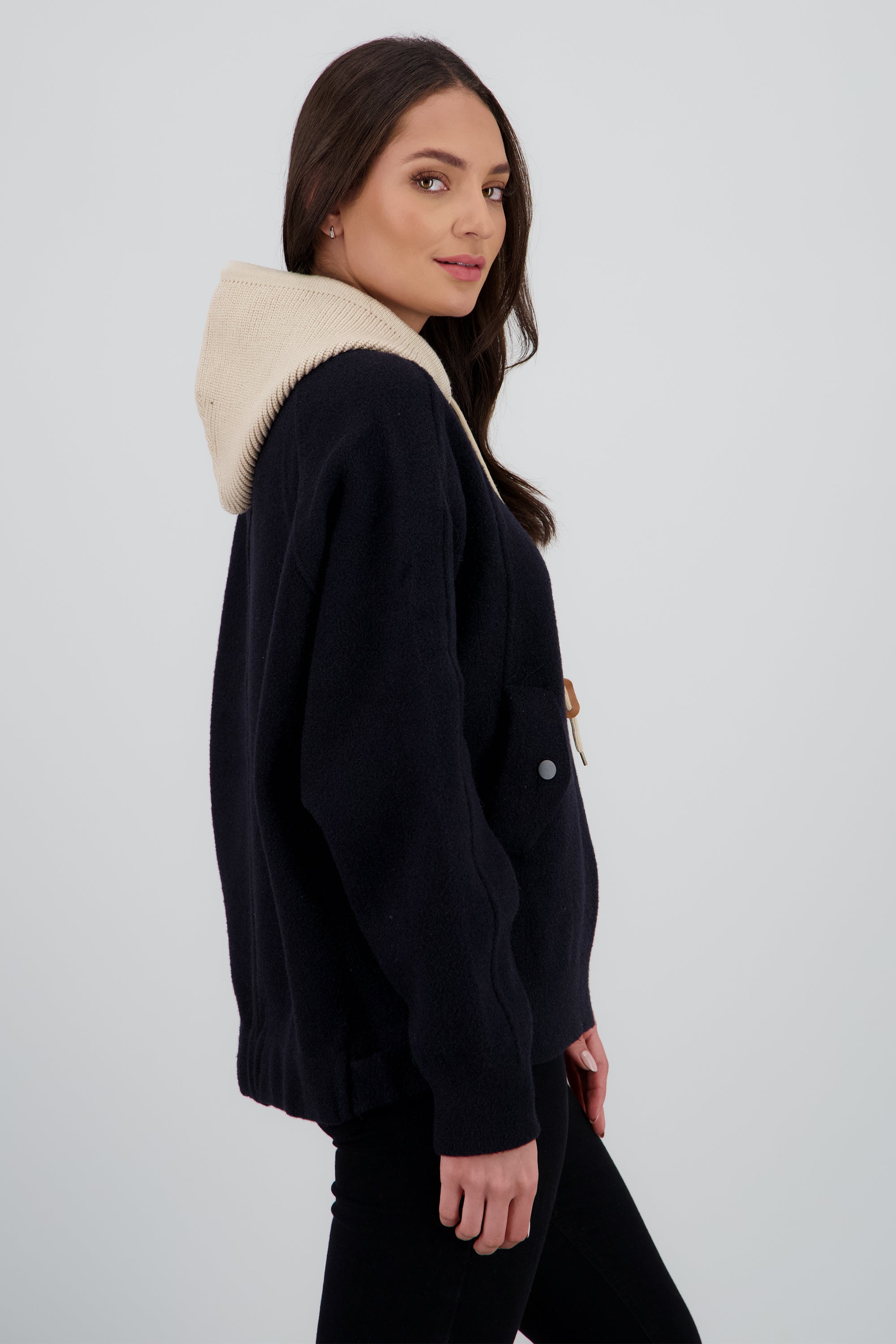 CARDIGAN LARGO GORRO NEGRO