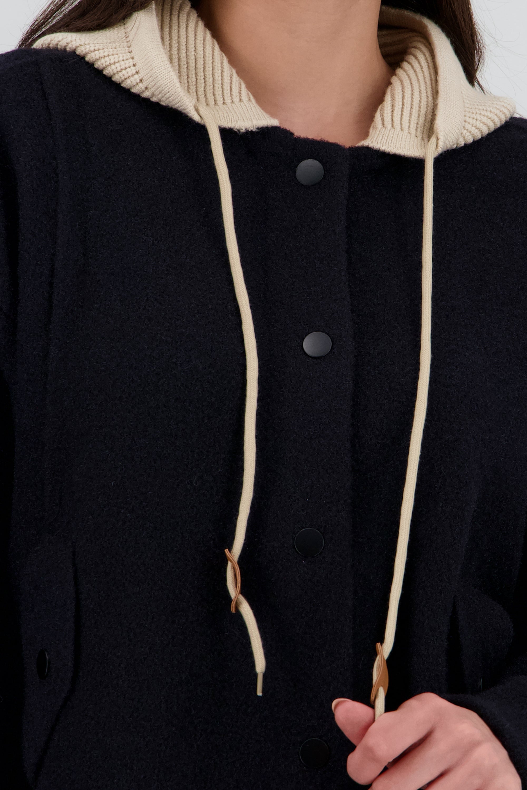 CARDIGAN LARGO GORRO NEGRO