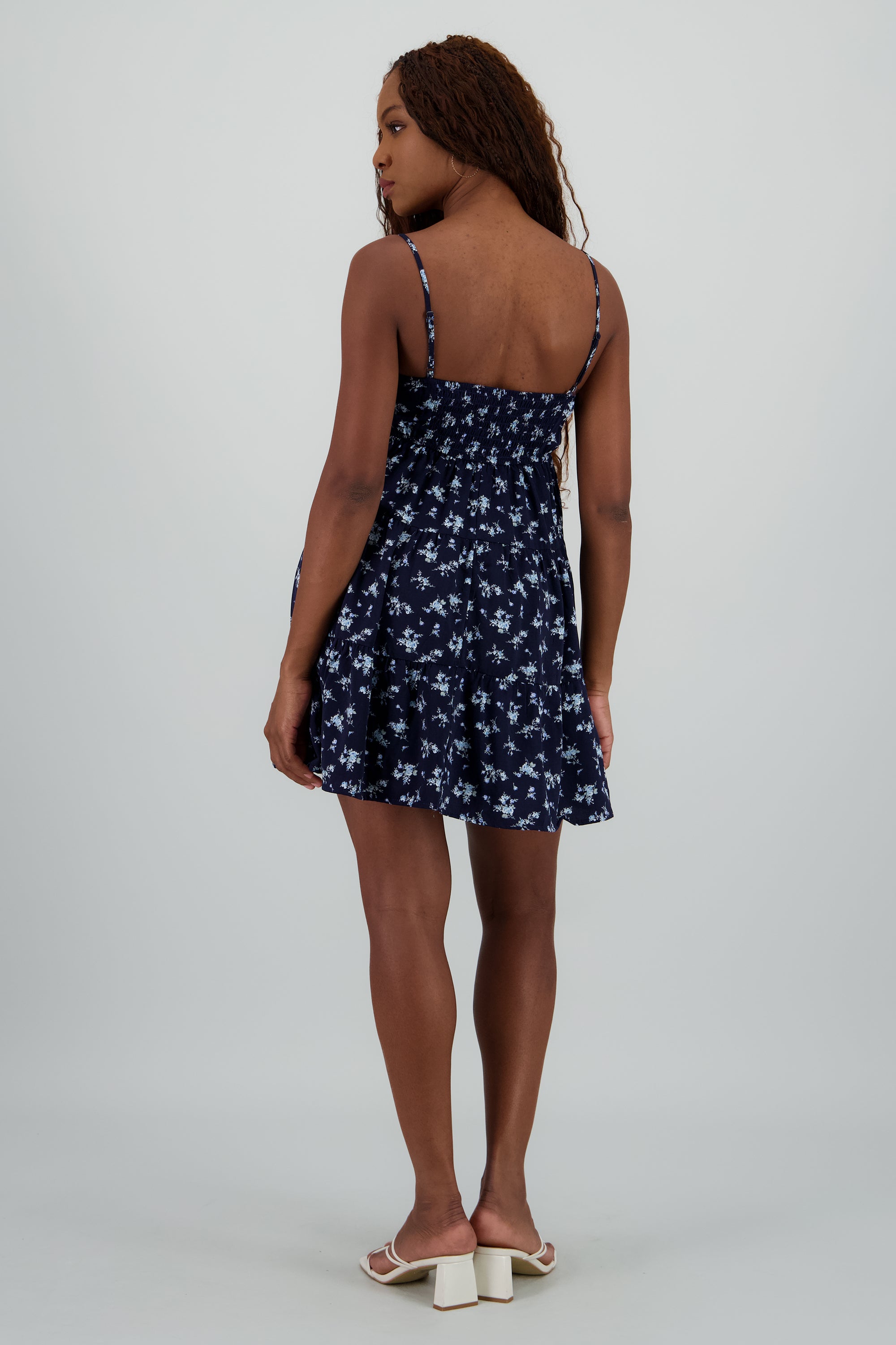 Vestido mini estampado flores escote nudo MARINO COMBO