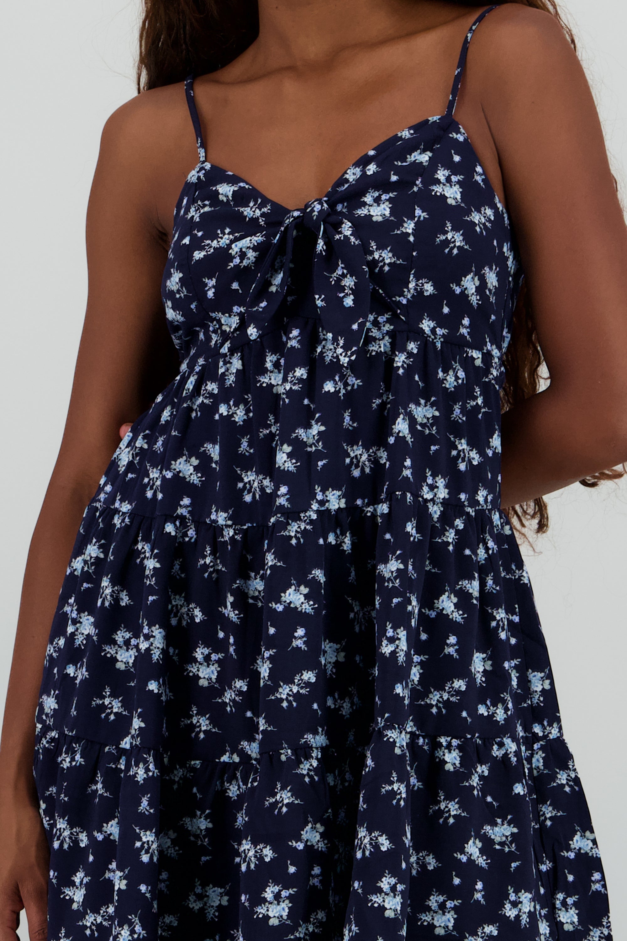 Vestido mini estampado flores escote nudo MARINO COMBO
