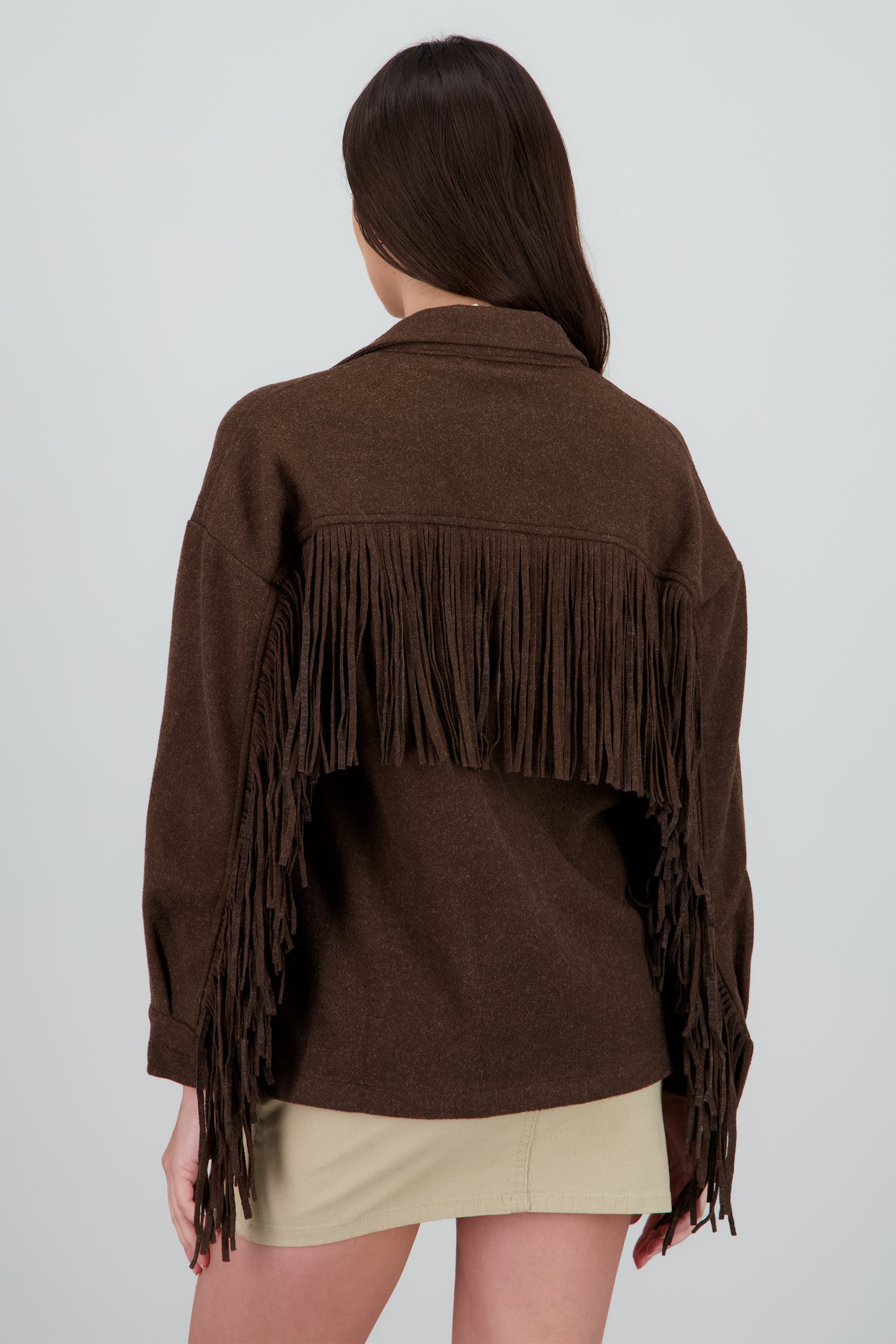 CHAMARRA DETALLE FRINGE CAFE