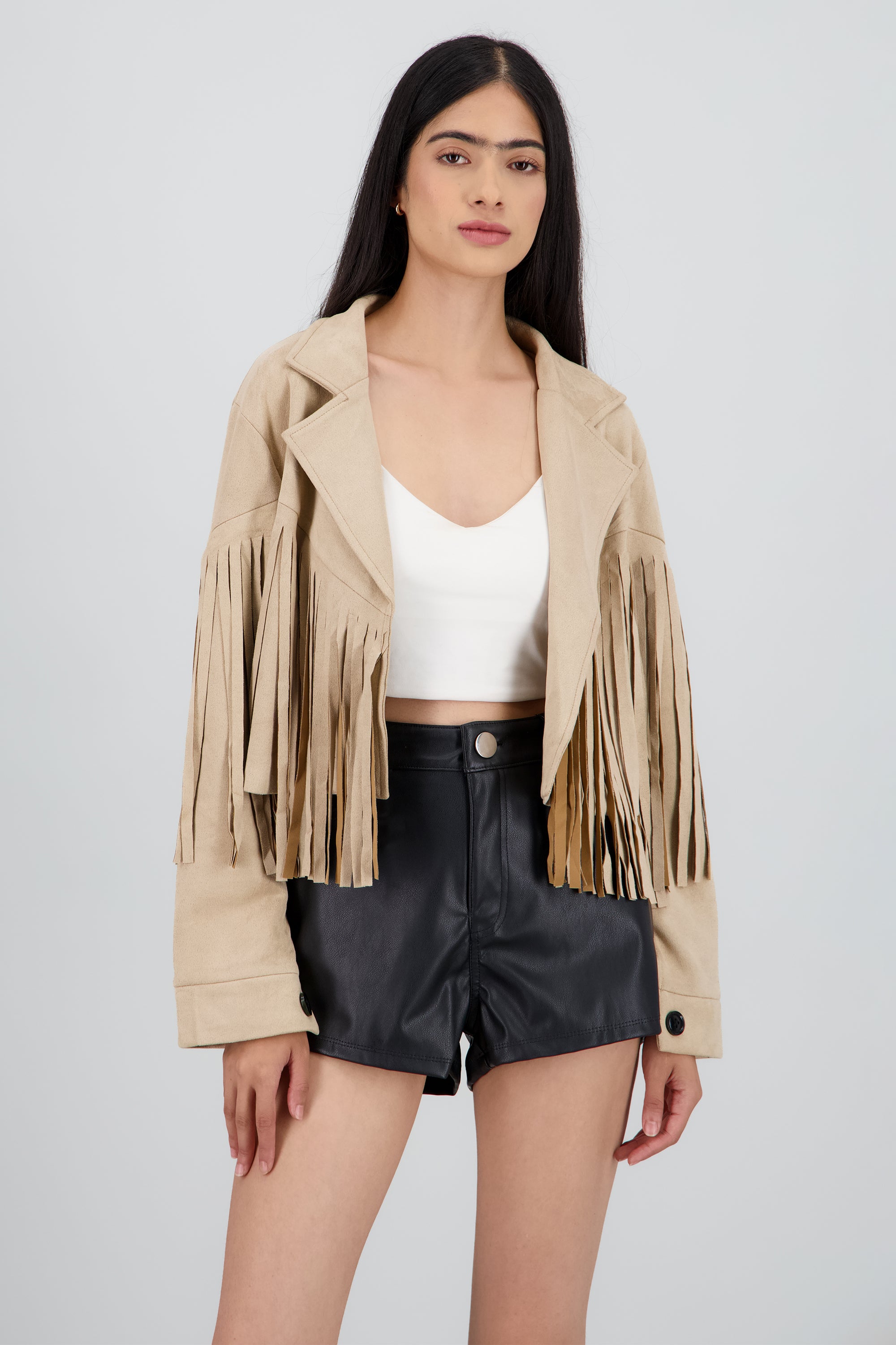 CHAMARRA SUEDE DET FLECOS BEIGE