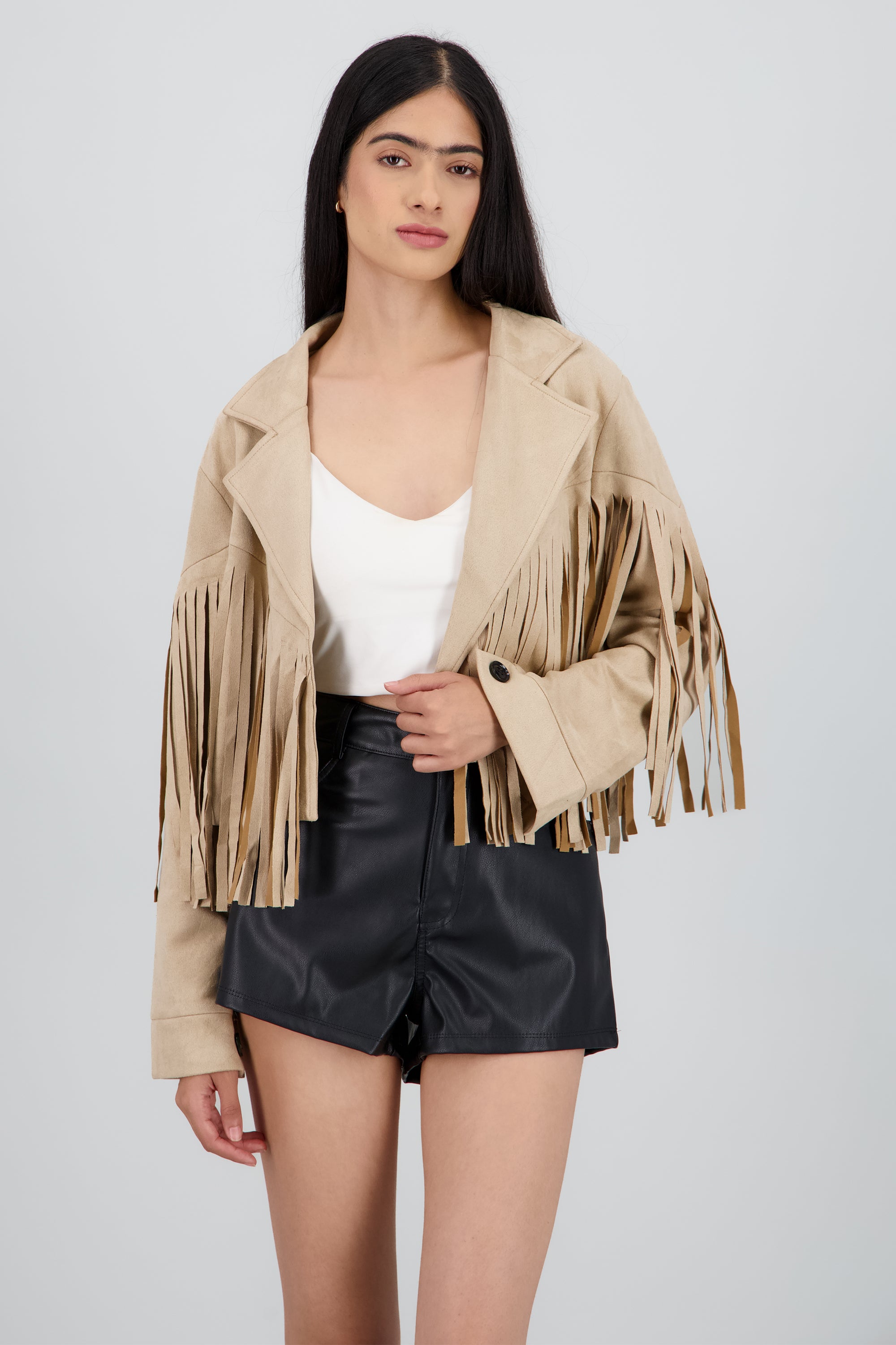 CHAMARRA SUEDE DET FLECOS BEIGE