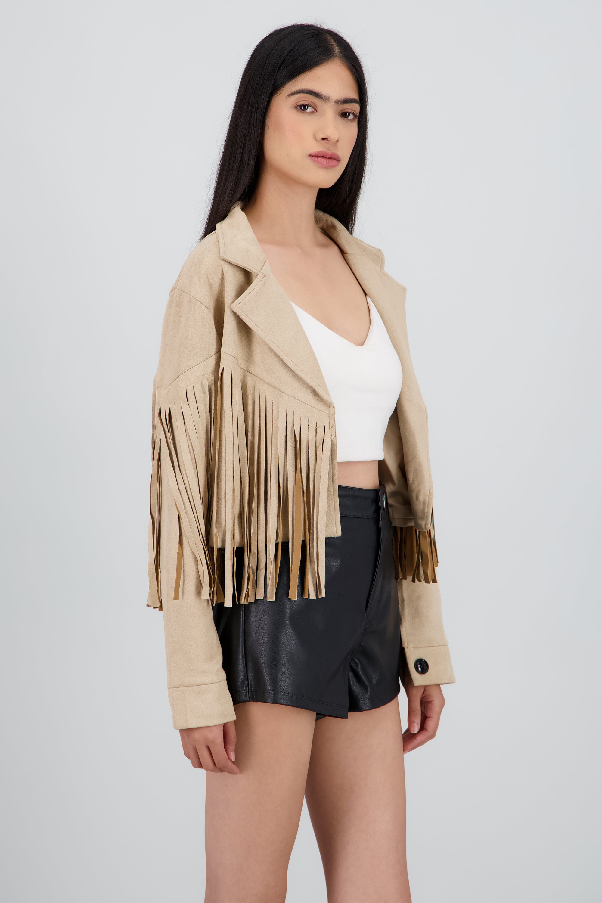 CHAMARRA SUEDE DET FLECOS BEIGE