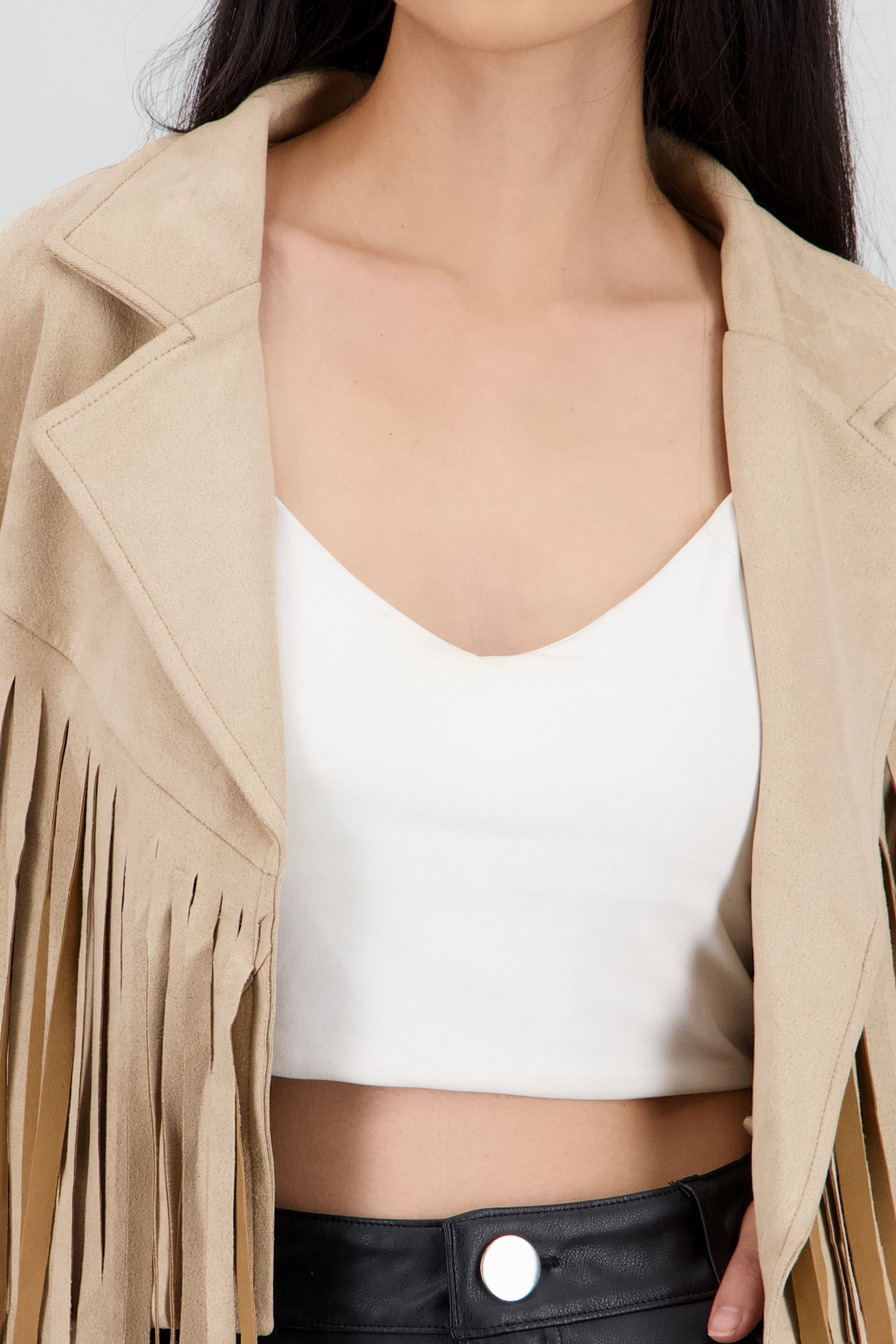 CHAMARRA SUEDE DET FLECOS BEIGE