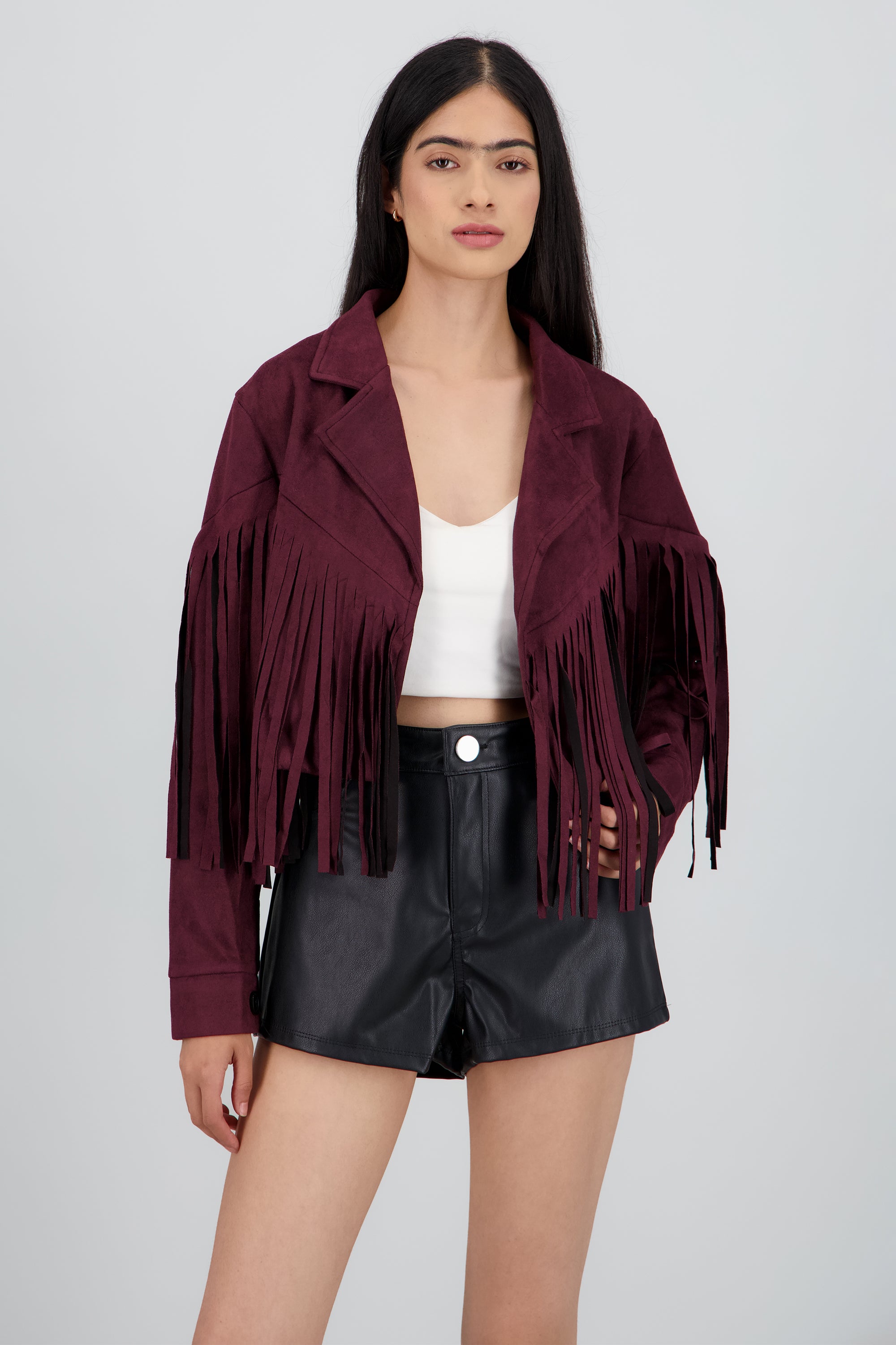 CHAMARRA SUEDE DET FLECOS CIRUELA