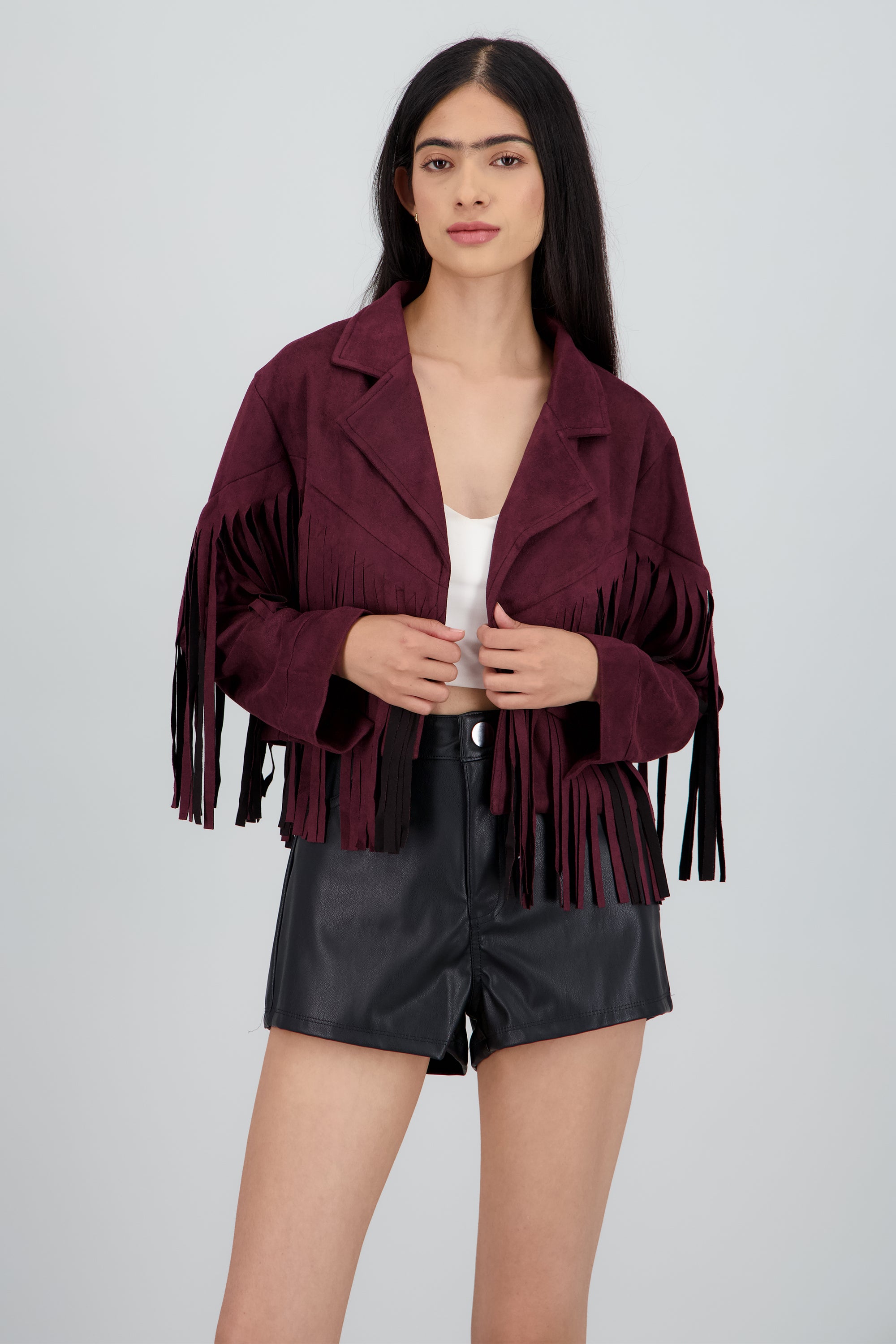 CHAMARRA SUEDE DET FLECOS CIRUELA