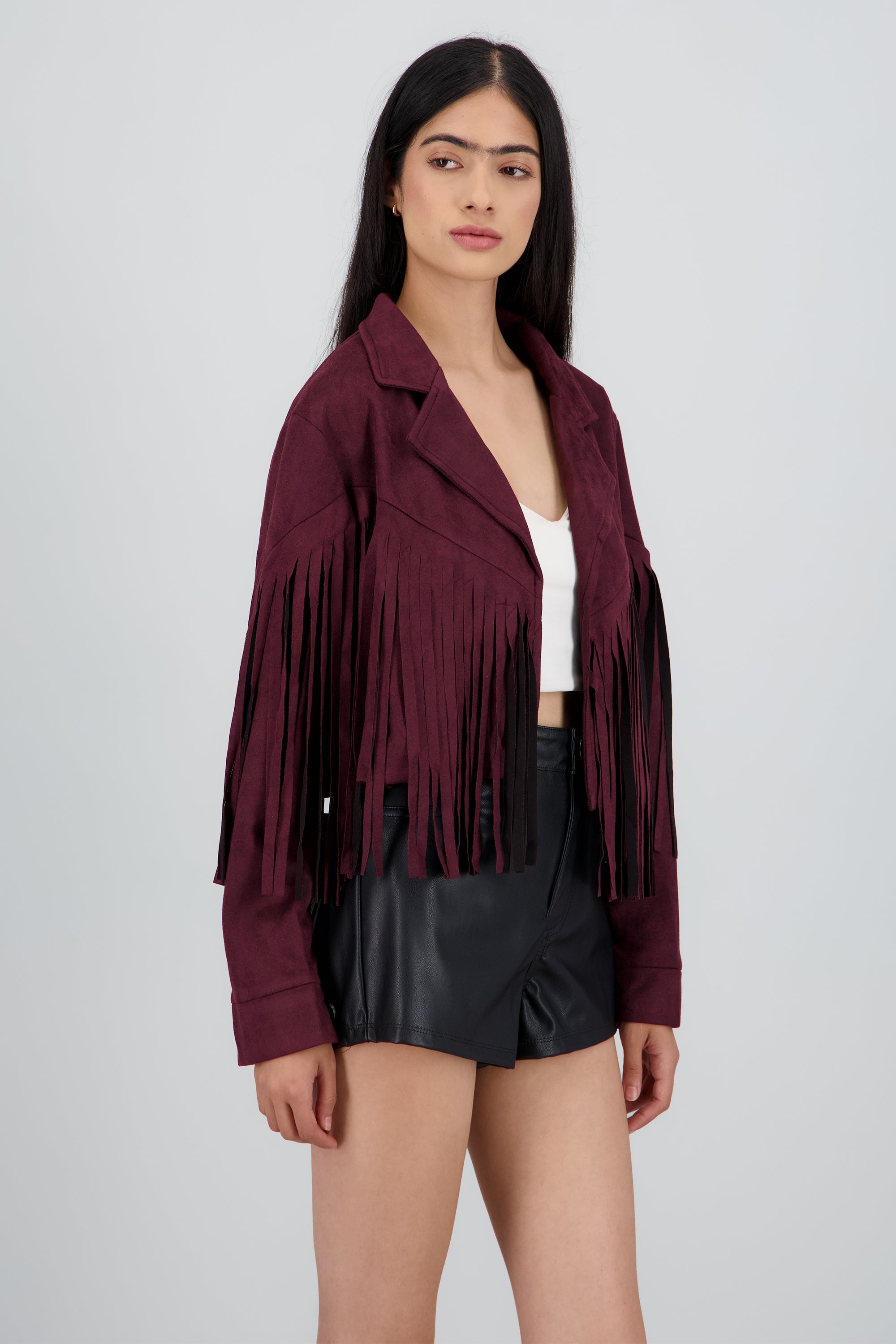 CHAMARRA SUEDE DET FLECOS CIRUELA