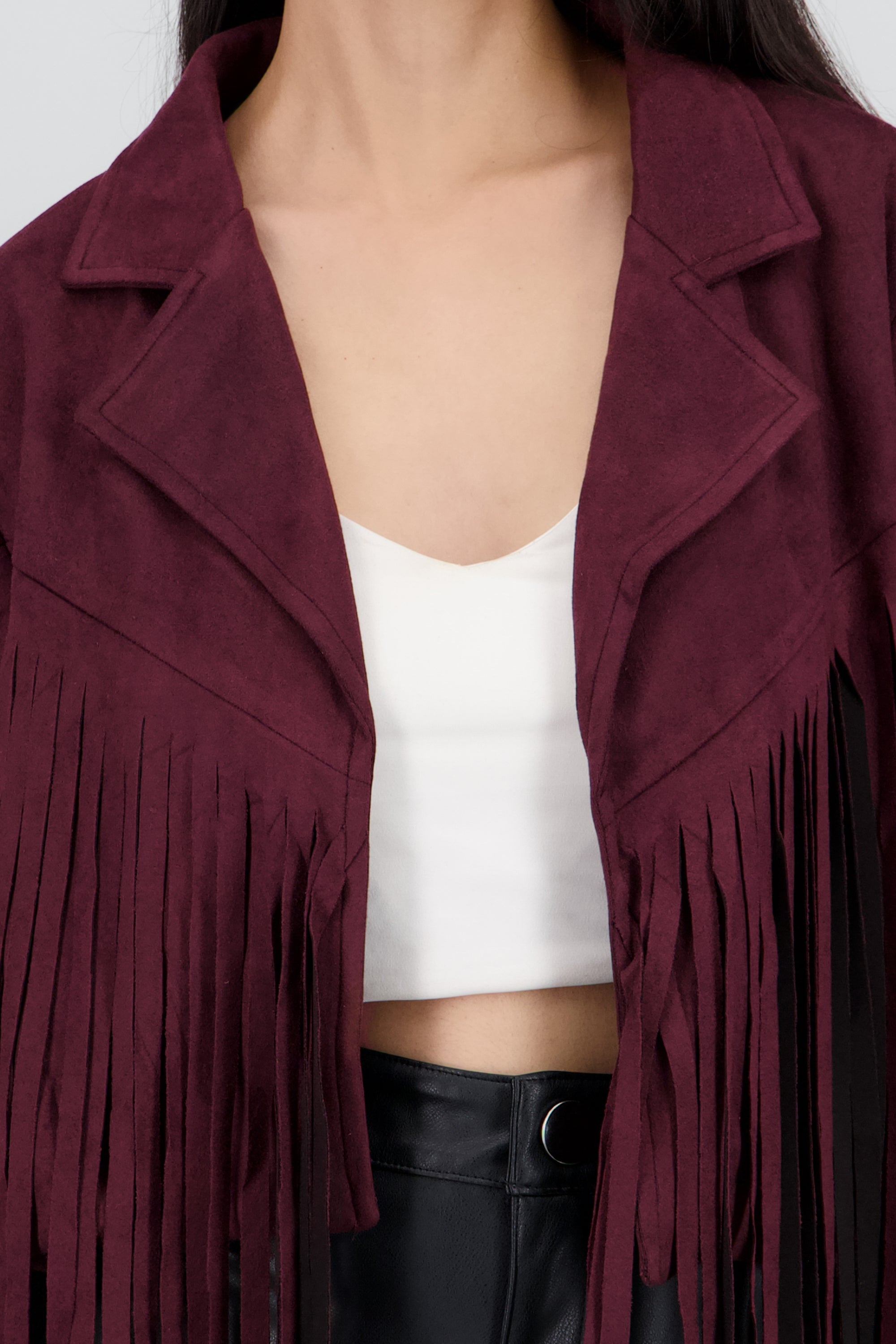 CHAMARRA SUEDE DET FLECOS CIRUELA