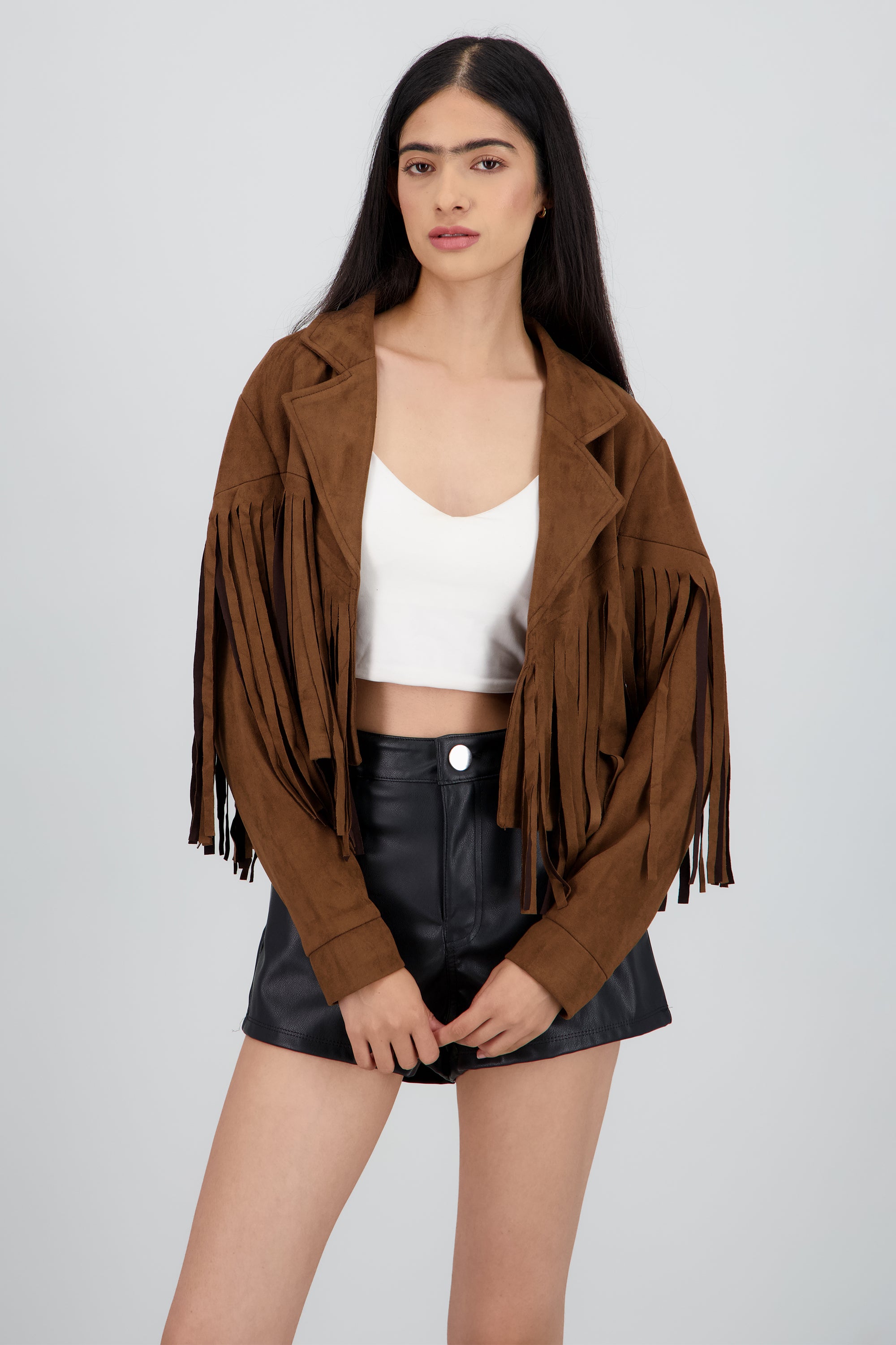 CHAMARRA SUEDE DET FLECOS CAFE