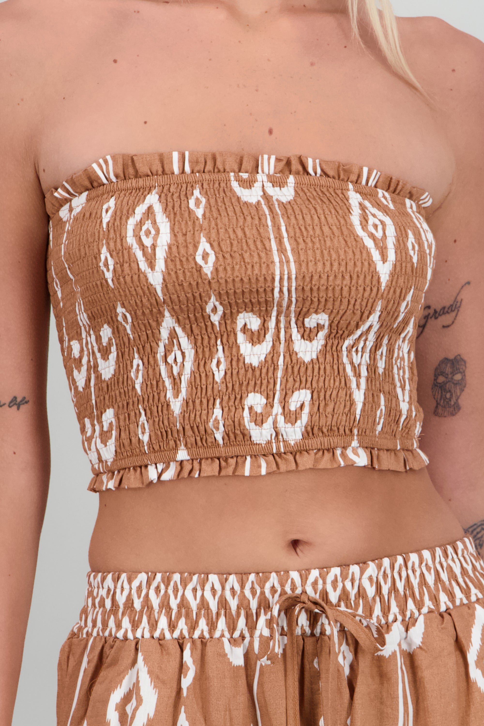 Top strapless estampado BEIGE