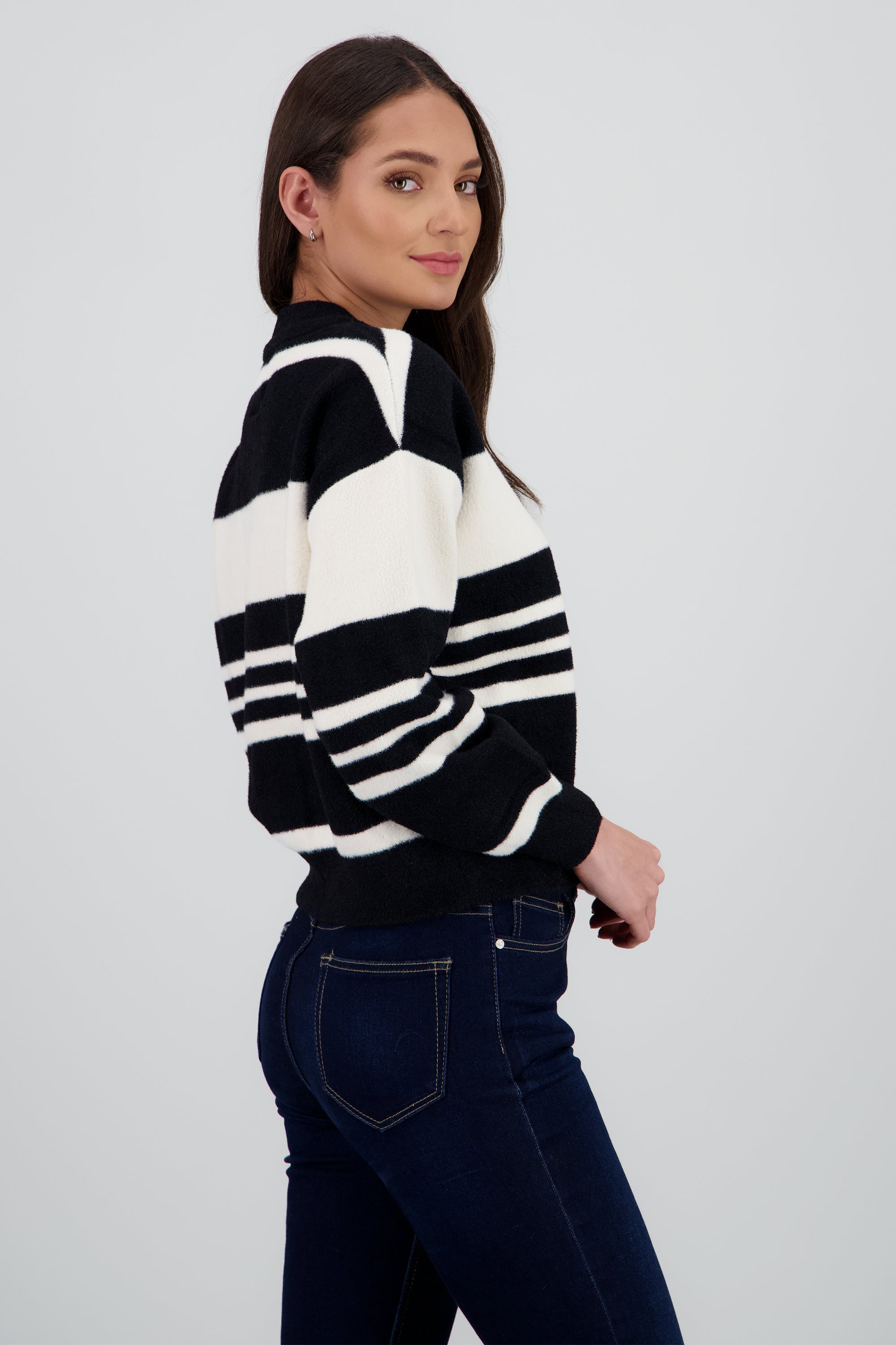 Cardigan rayas detalle botones NEGRO