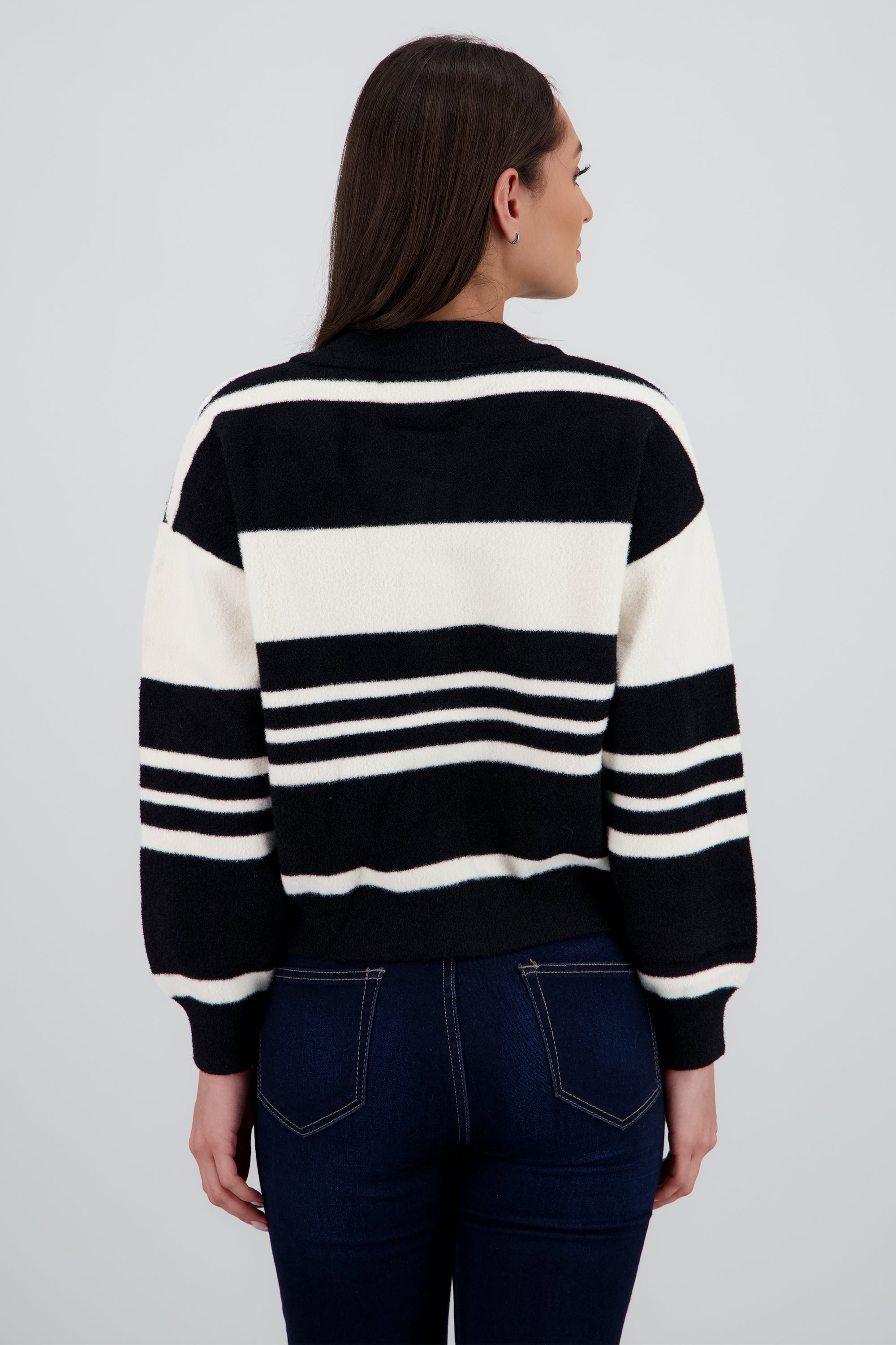Cardigan rayas detalle botones NEGRO