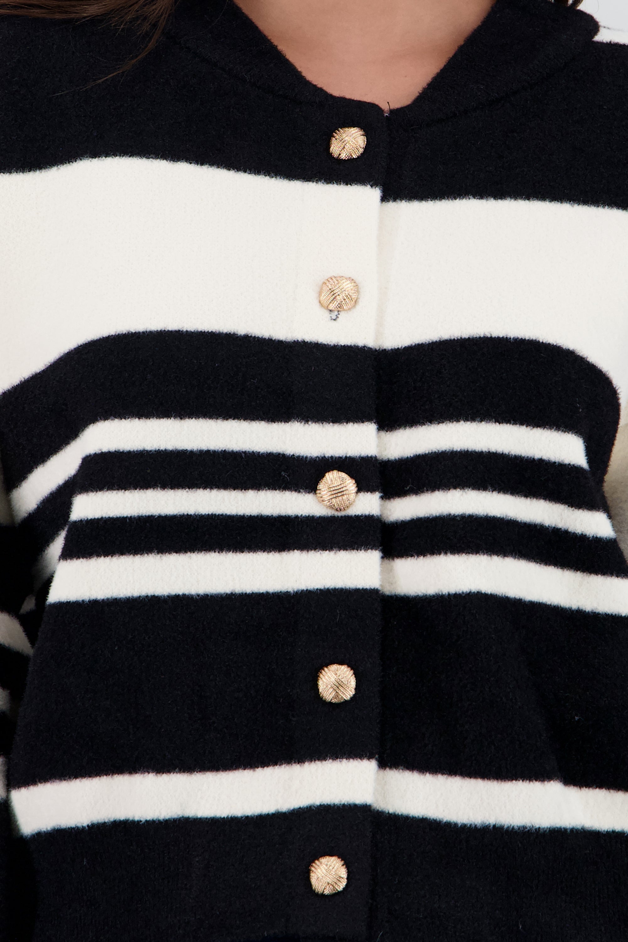 Cardigan rayas detalle botones NEGRO