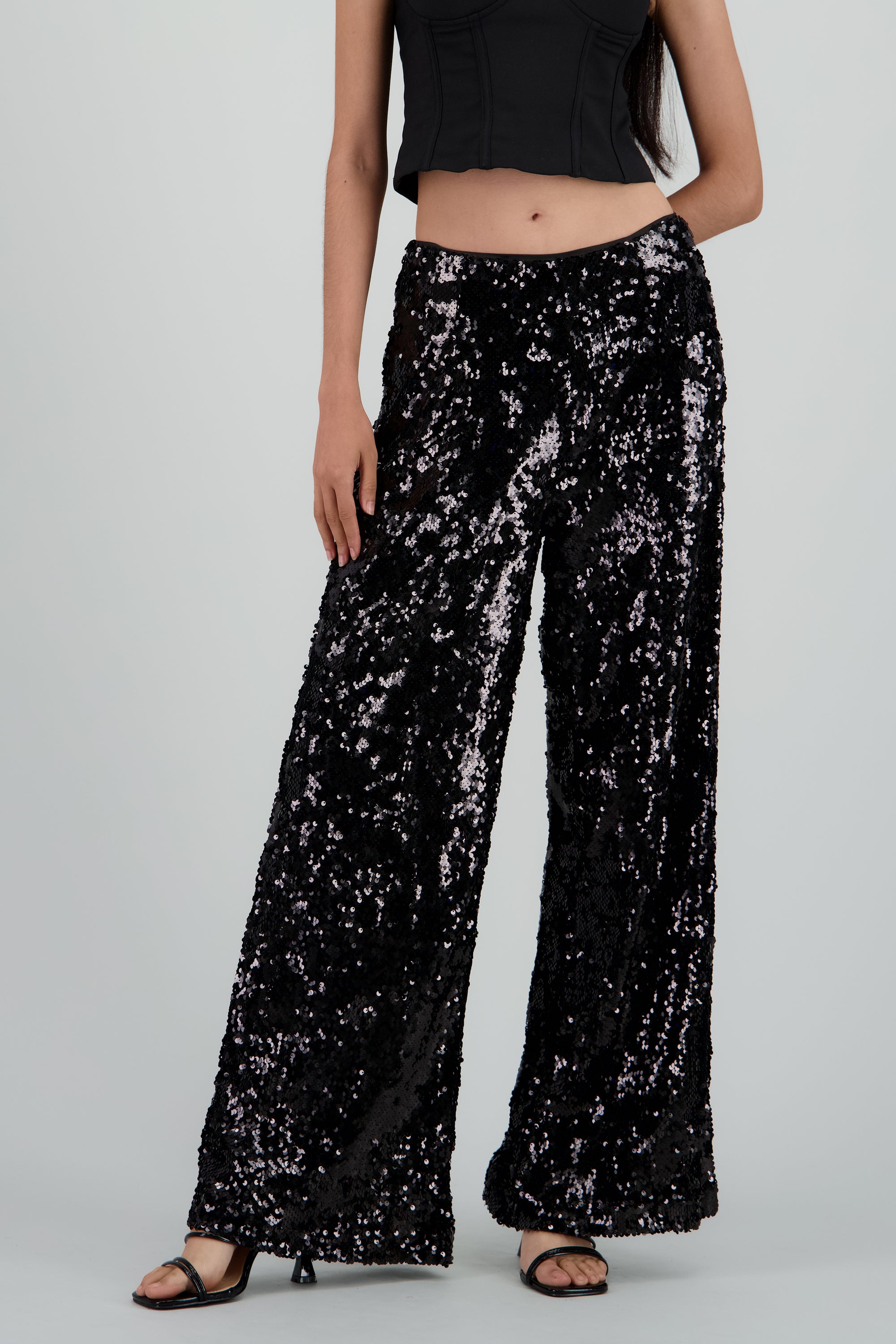 PANTALON AMPLIO LENTEJUELAS NEGRO