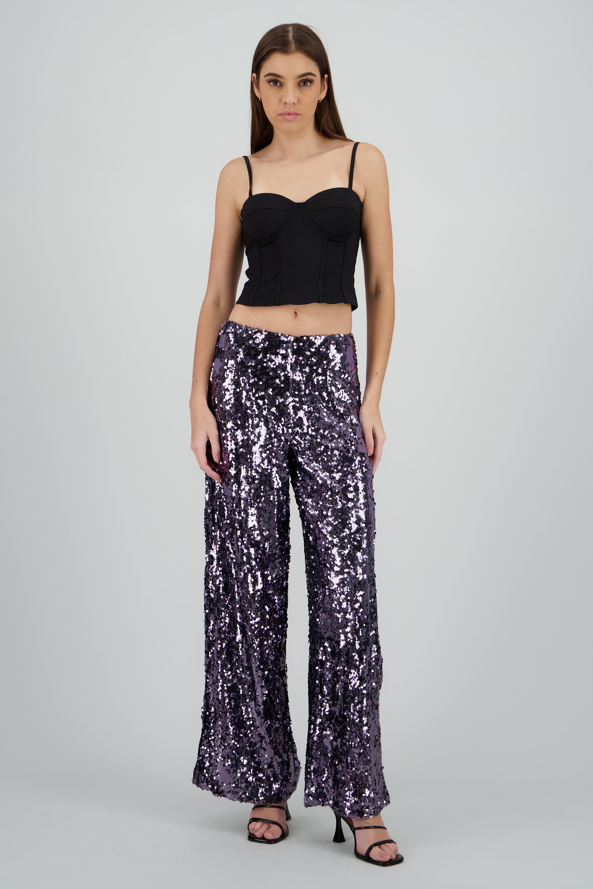 PANTALON AMPLIO LENTEJUELAS GRIS