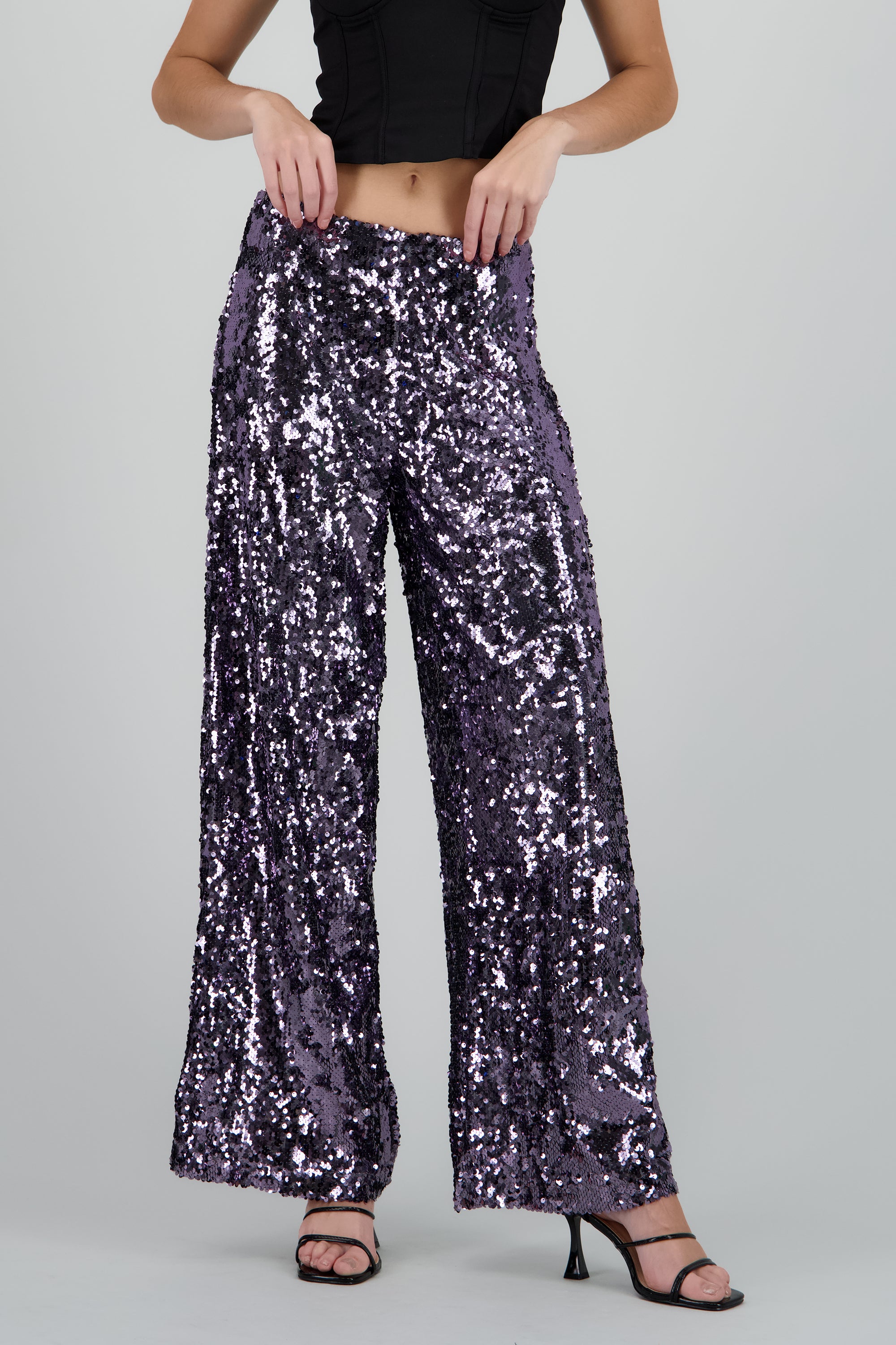 PANTALON AMPLIO LENTEJUELAS GRIS