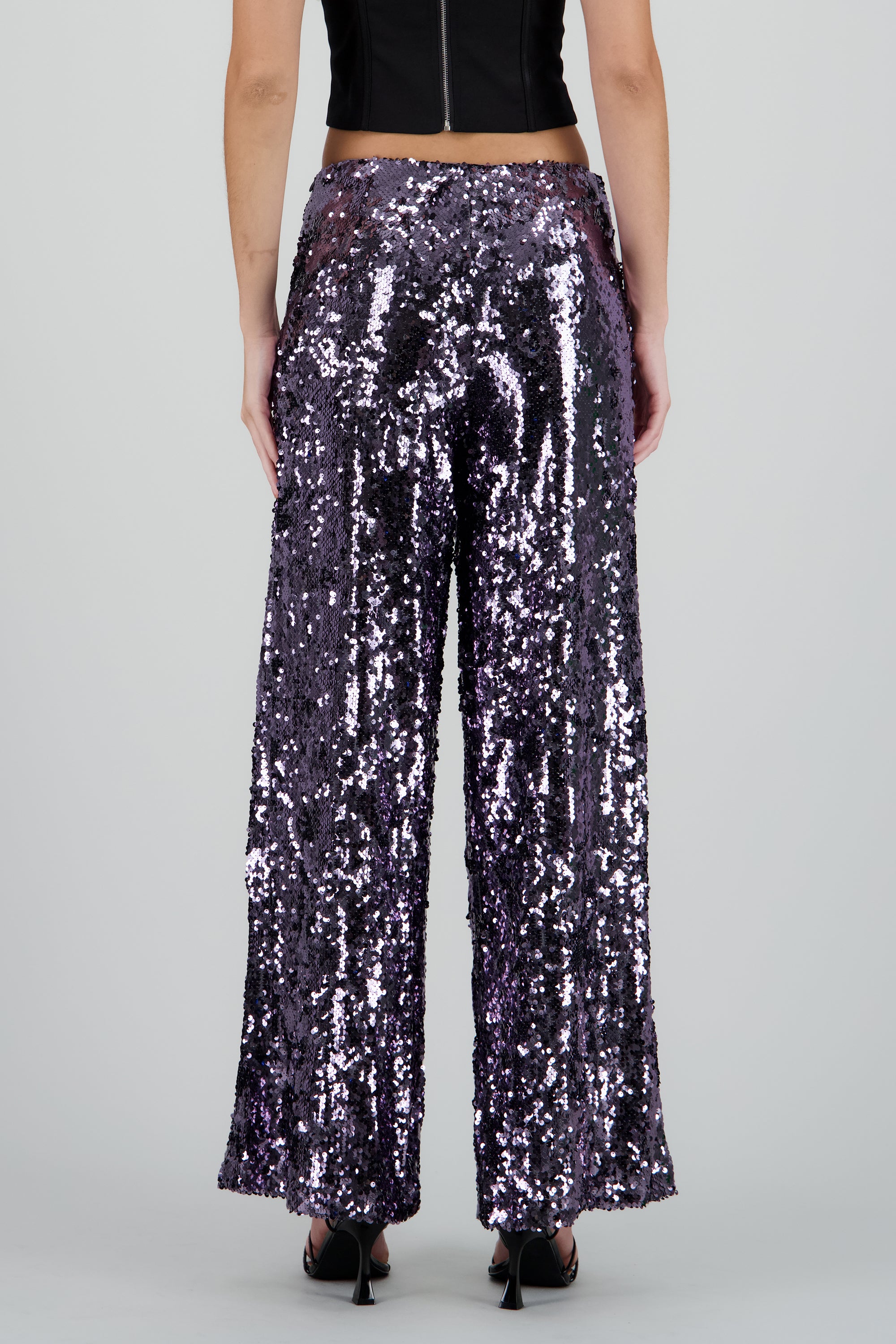 PANTALON AMPLIO LENTEJUELAS GRIS