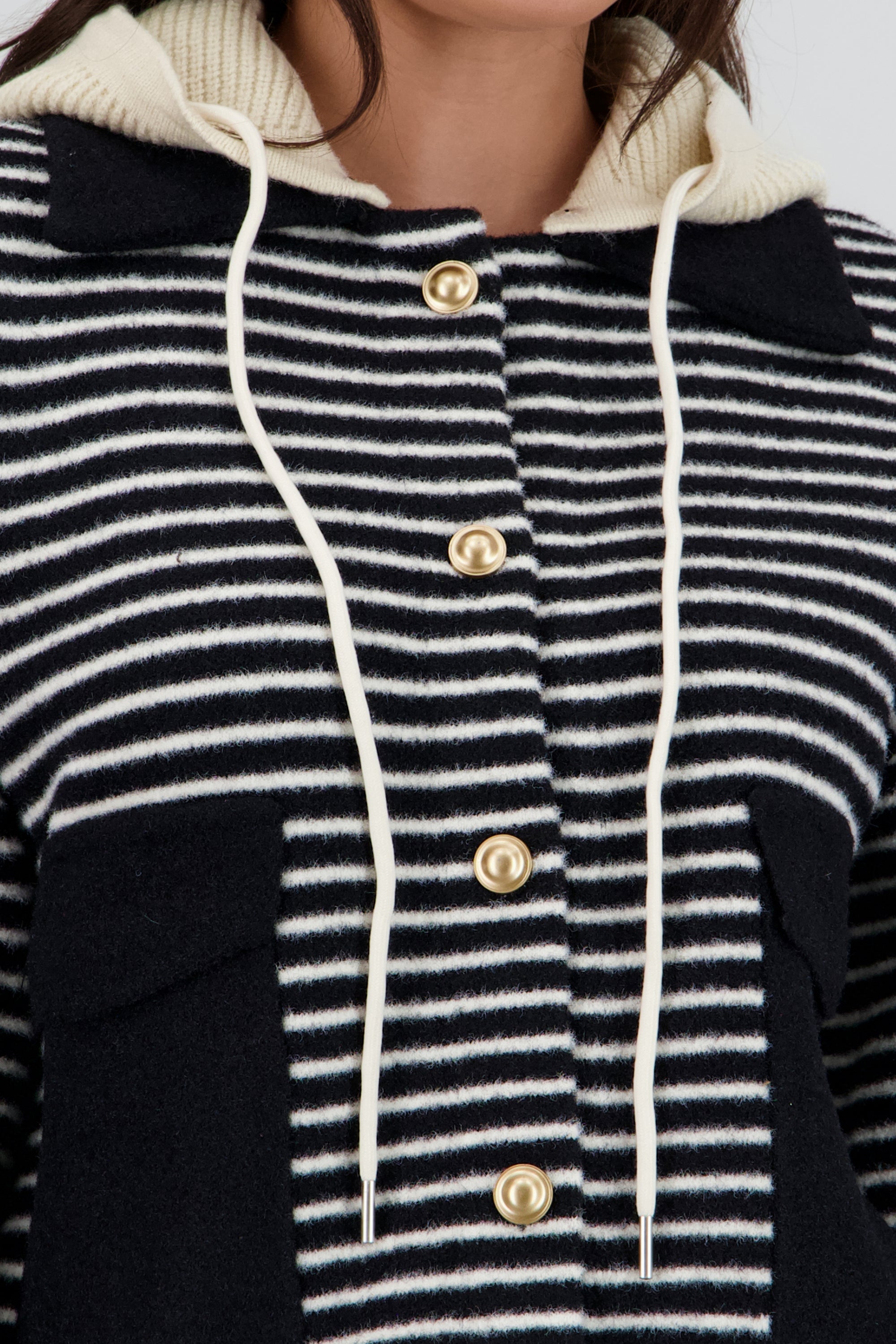 Cardigan rayas detalle contraste bolsas NEGRO COMBO