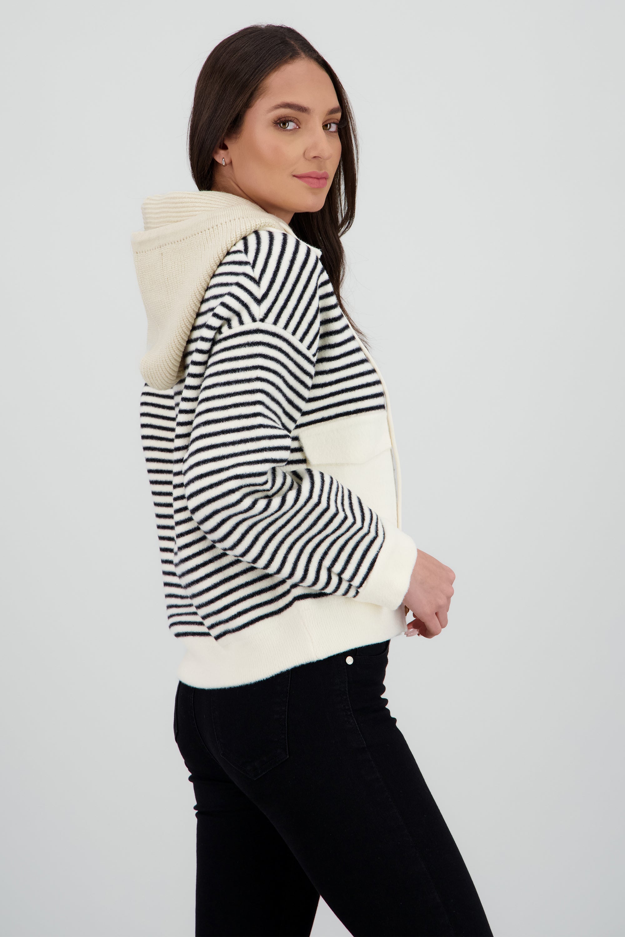 Cardigan rayas detalle contraste bolsas KHAKI COMBO